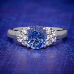Vintage Ceylon Sapphire Diamond Ring Platinum 2.50 Carat Sapphire