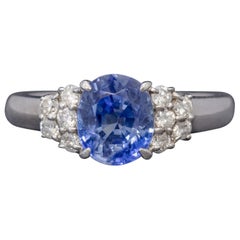 Vintage Ceylon Sapphire Diamond Ring Platinum 2.50 Carat Sapphire