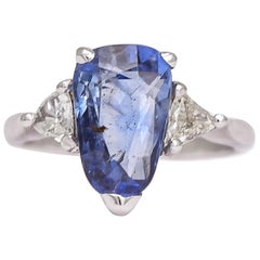 Vintage Ceylon Sapphire Diamond Trilogy Ring