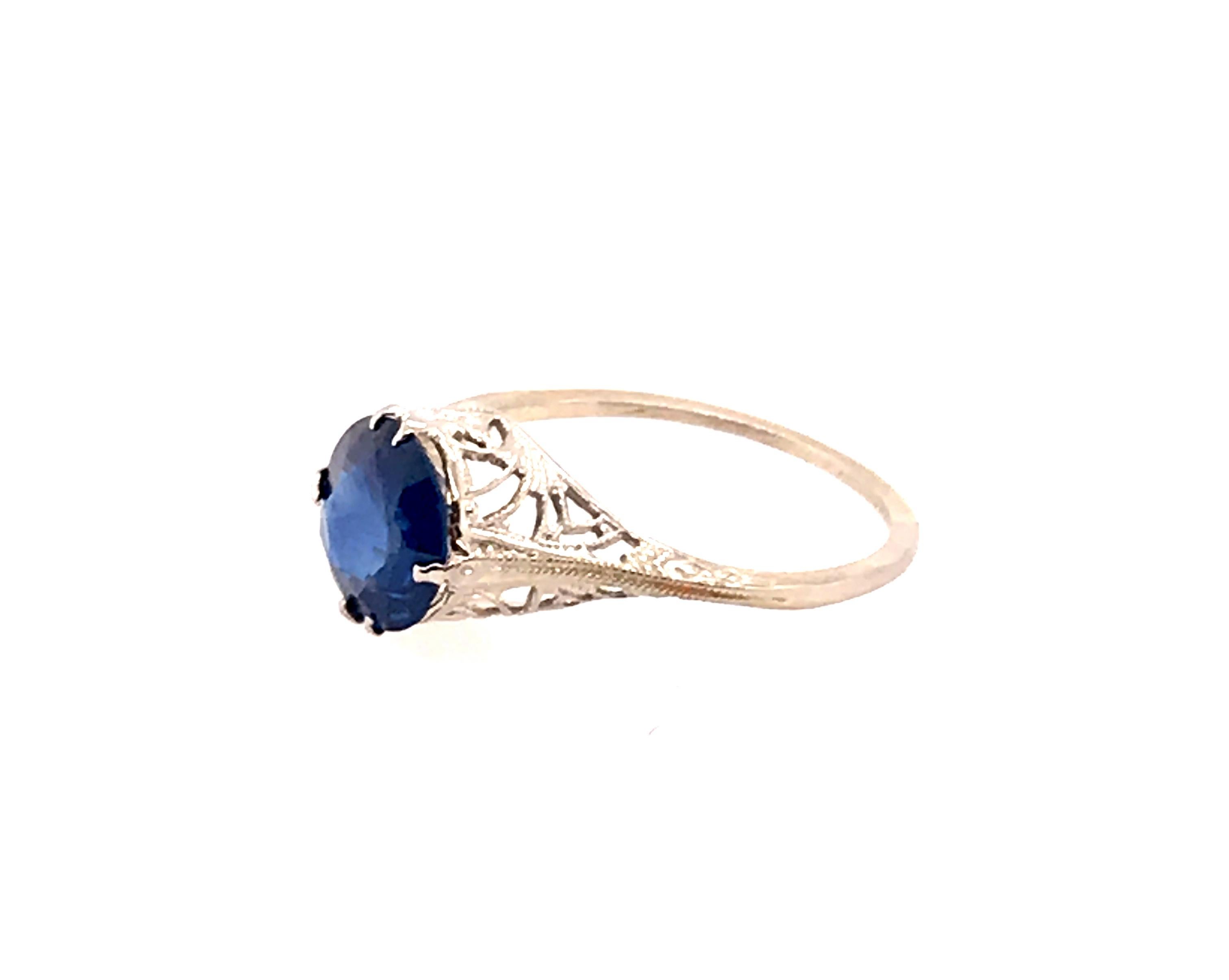 Vintage Ceylon Saphir Solitär Verlobungsring 1,80 Karat Antik Deco 14K (Art déco)