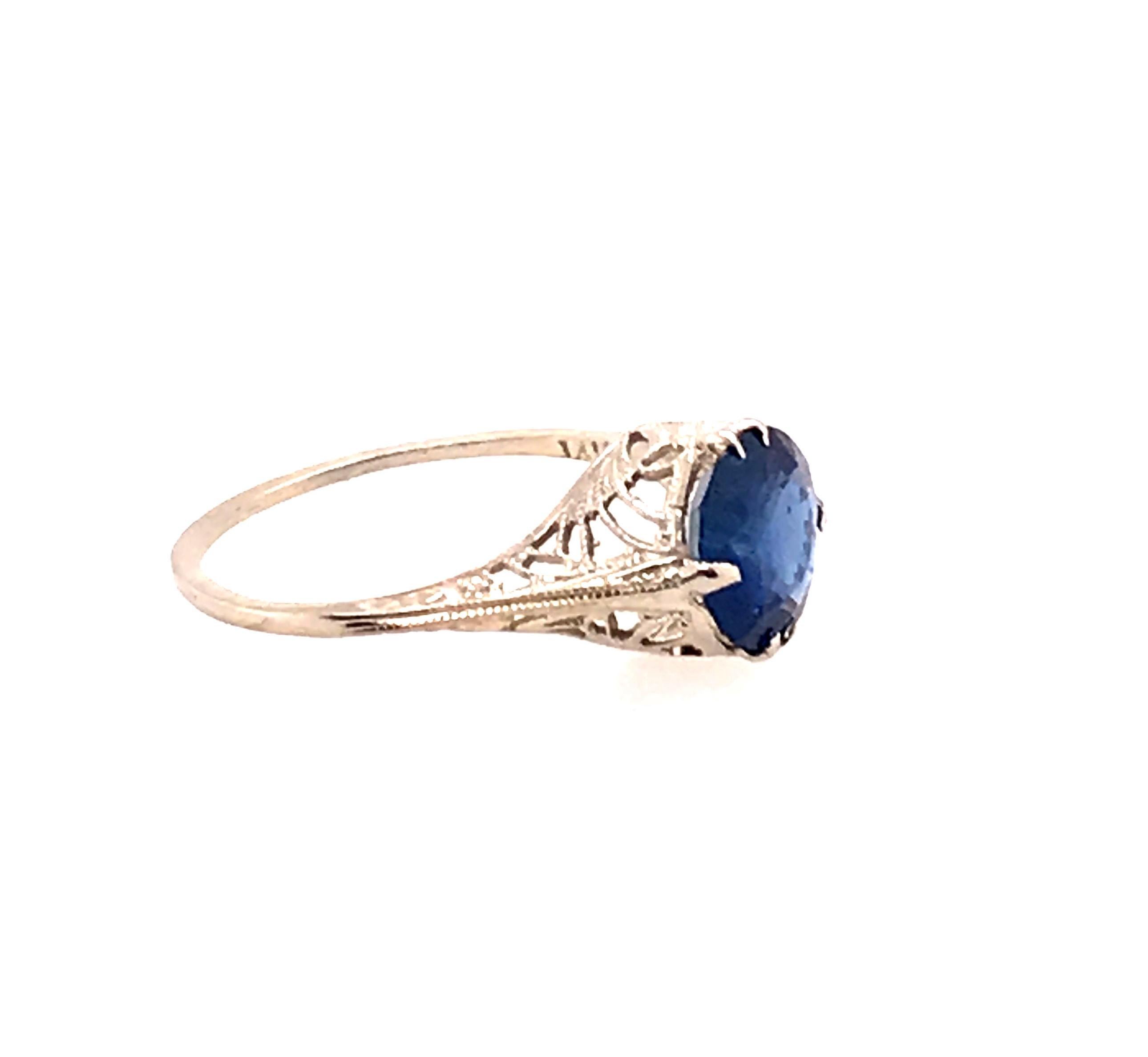 Vintage Ceylon Saphir Solitär Verlobungsring 1,80 Karat Antik Deco 14K (Rundschliff)