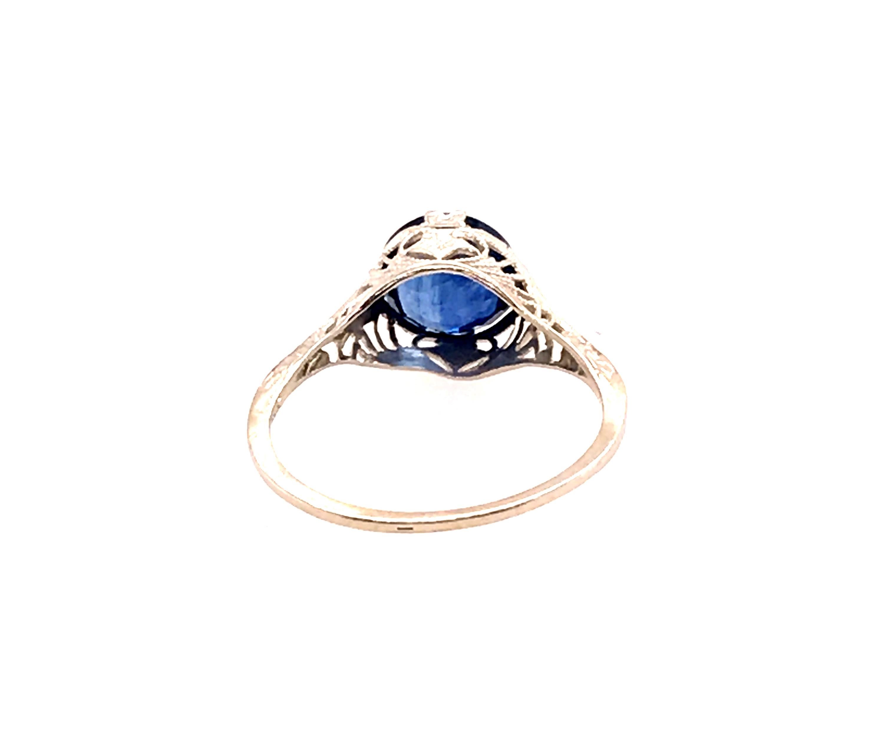 Vintage Ceylon Saphir Solitär Verlobungsring 1,80 Karat Antik Deco 14K Damen