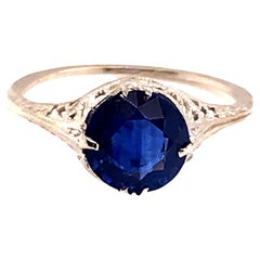 Vintage Ceylon Saphir Solitär Verlobungsring 1,80 Karat Antik Deco 14K