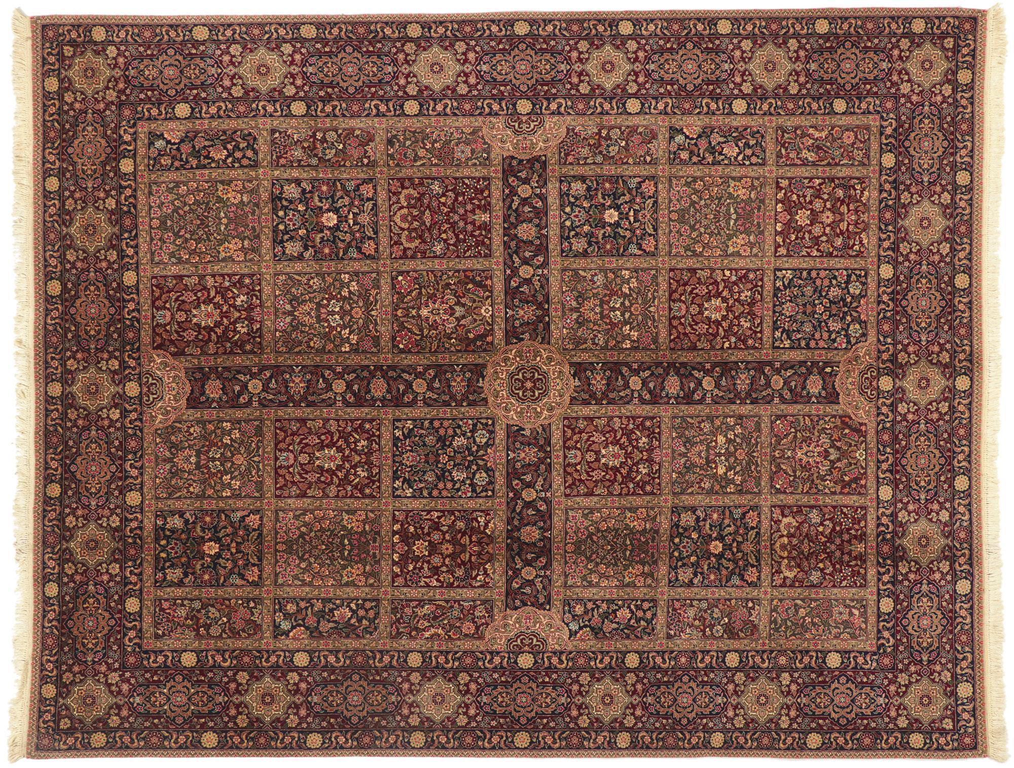 Vintage Persian Style Chaharbagh Garden Rug For Sale 1