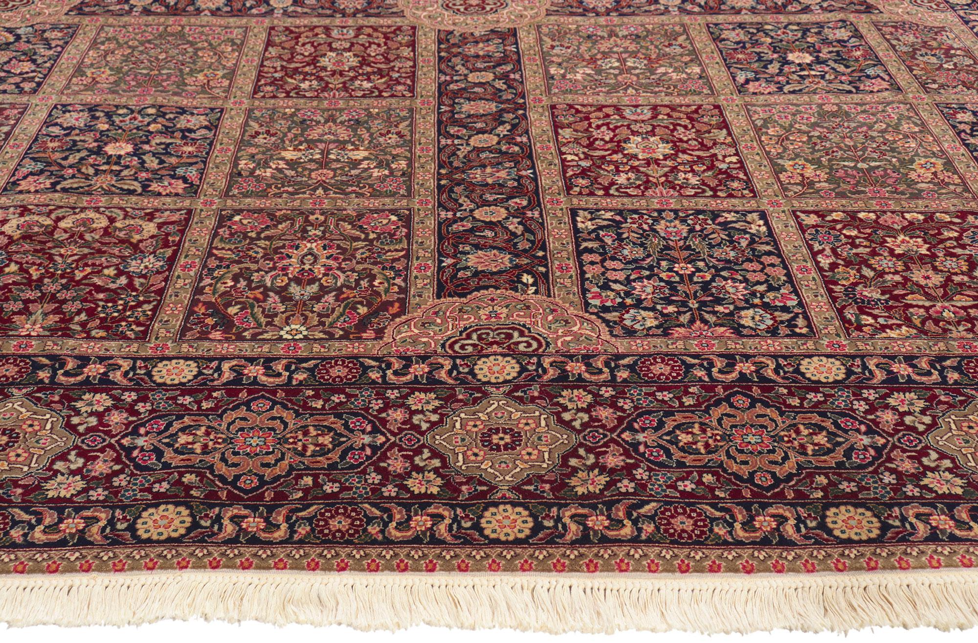 Modern Vintage Persian Style Chaharbagh Garden Rug For Sale