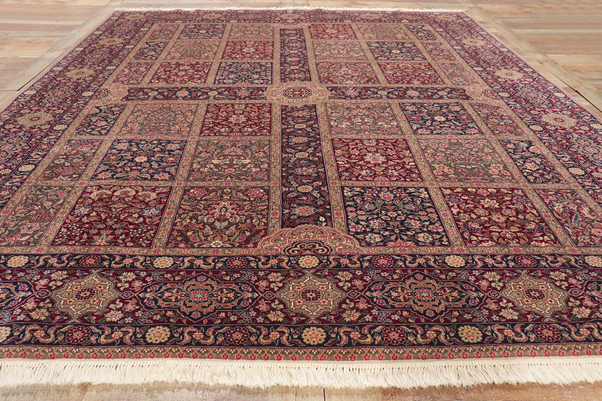 20th Century Vintage Persian Style Chaharbagh Garden Rug For Sale