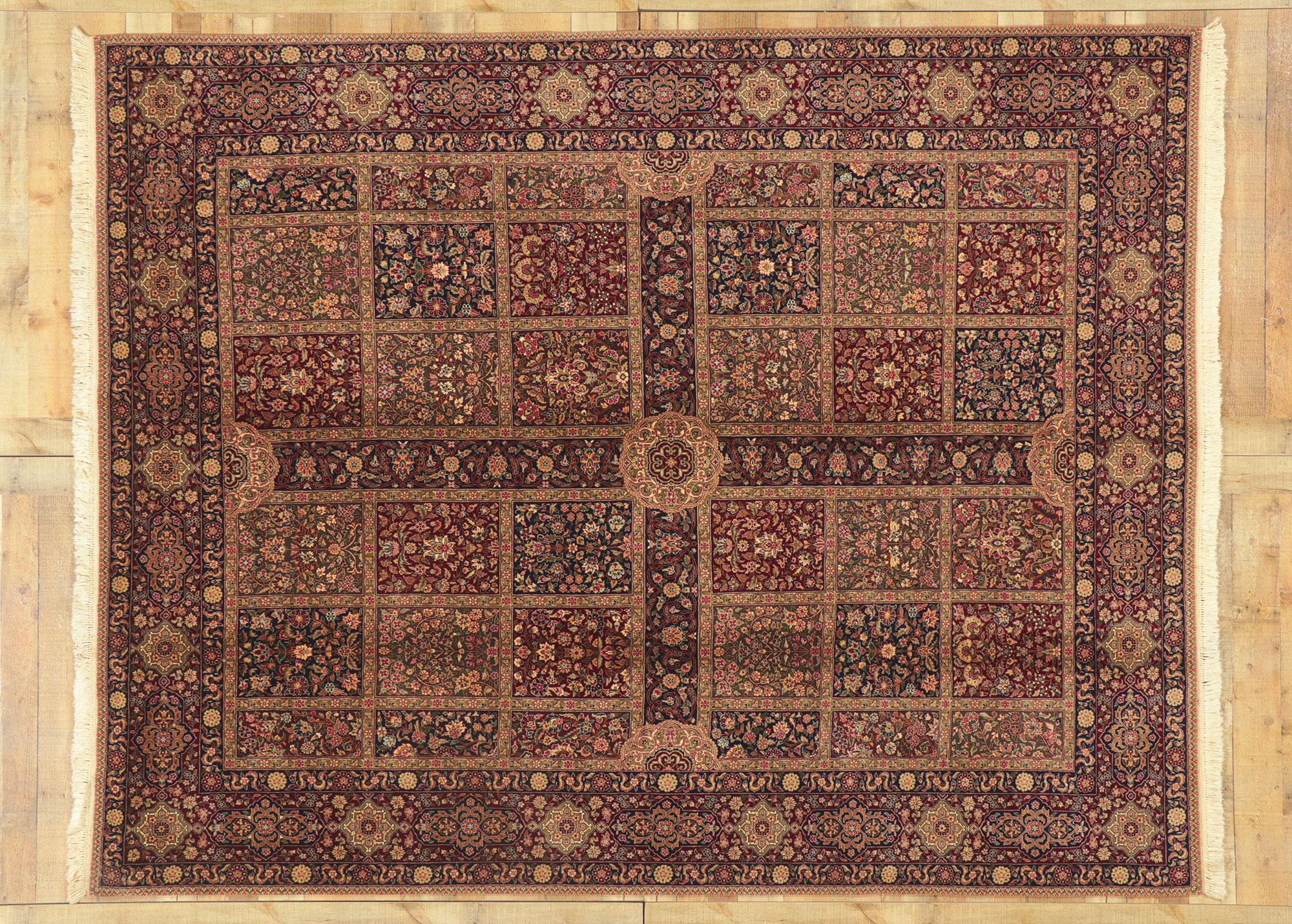 Wool Vintage Persian Style Chaharbagh Garden Rug For Sale