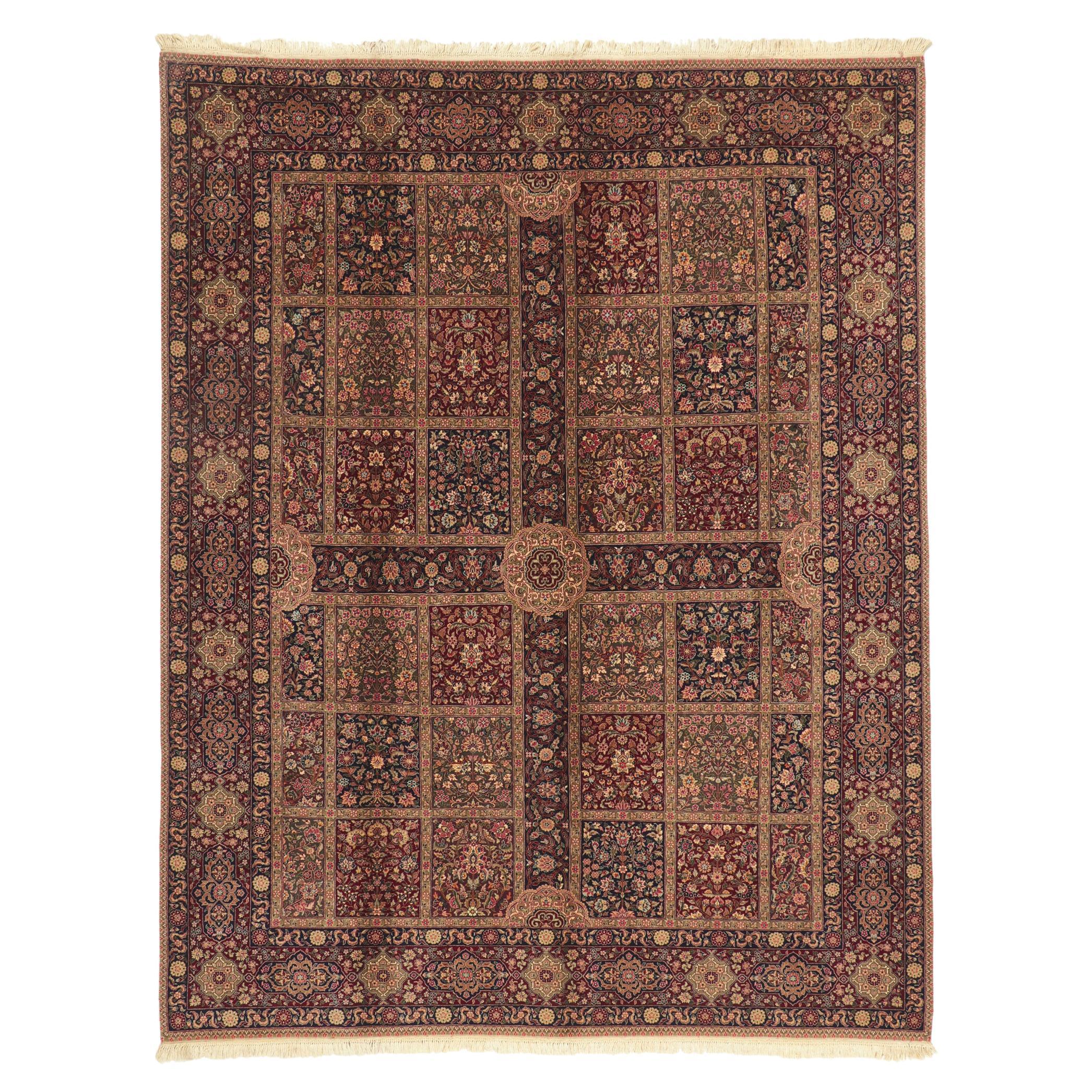 Vintage Persian Style Chaharbagh Garden Rug For Sale
