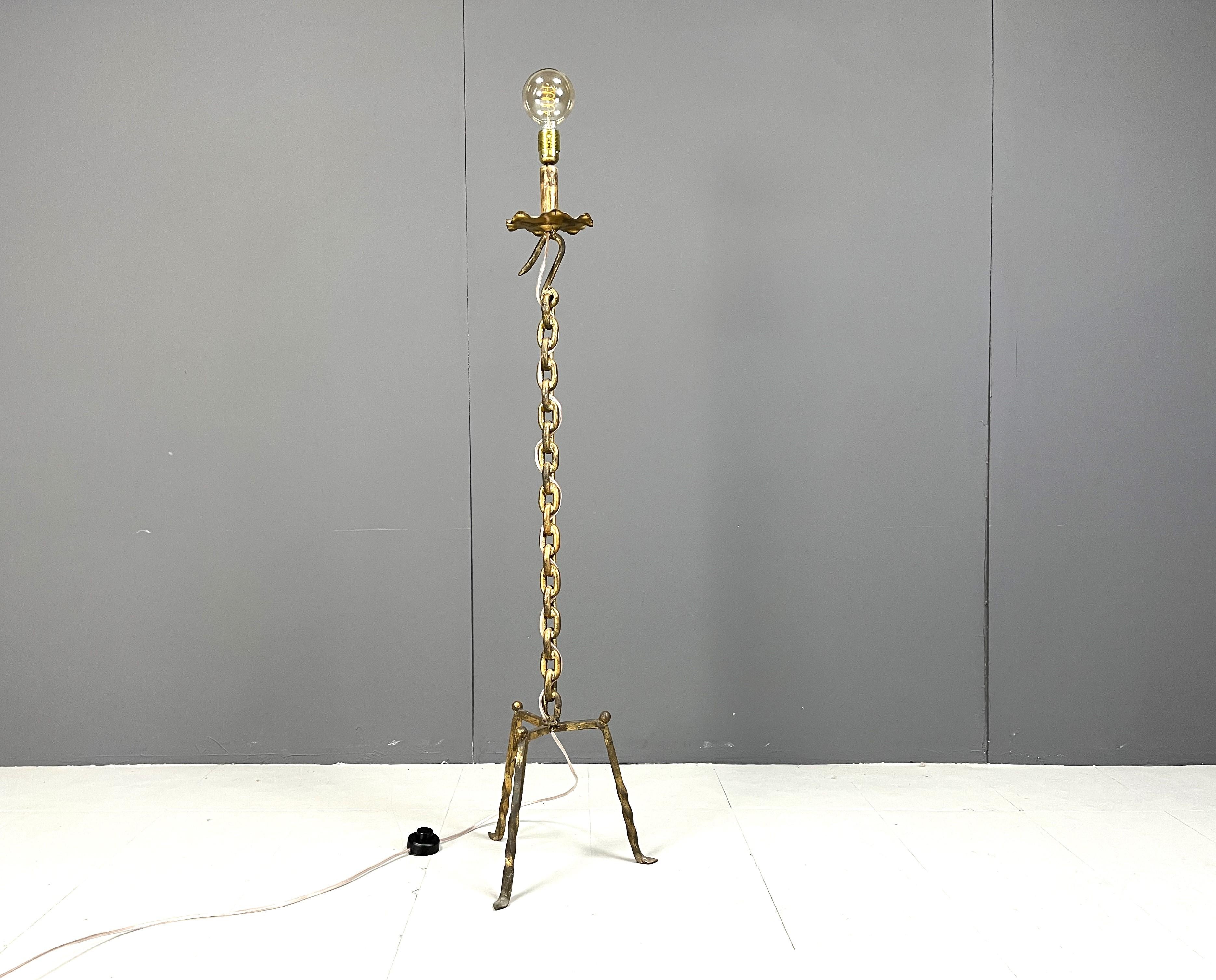Vintage chain link floor lamp, 1960s 4