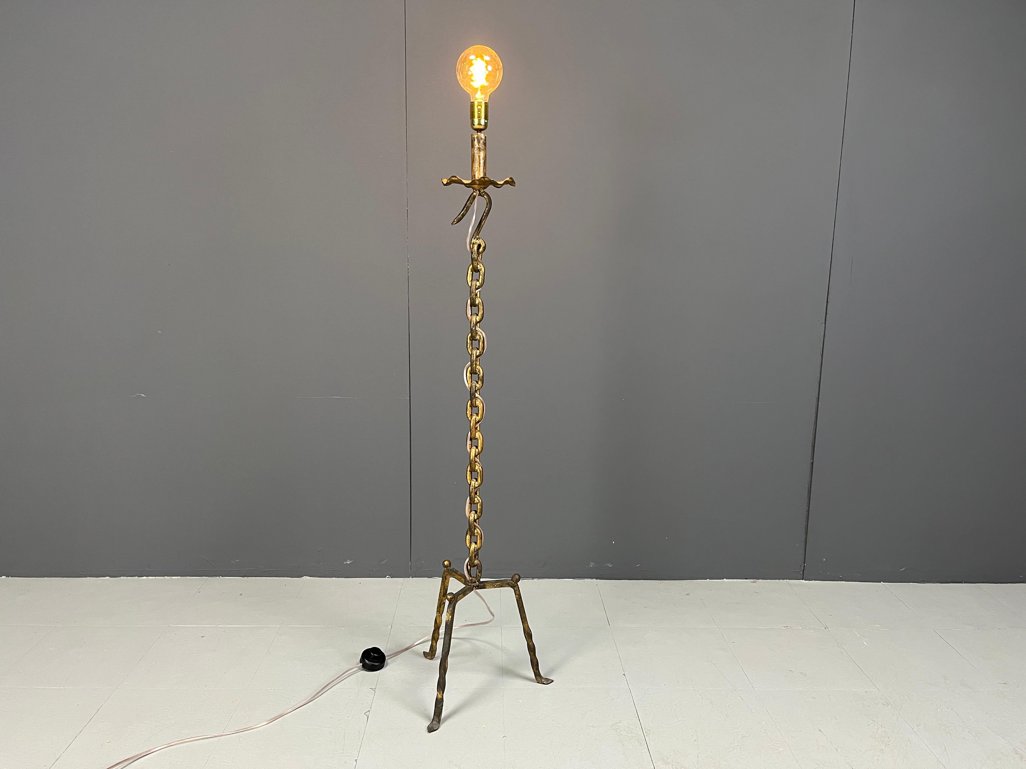 Brutalist Vintage chain link floor lamp, 1960s