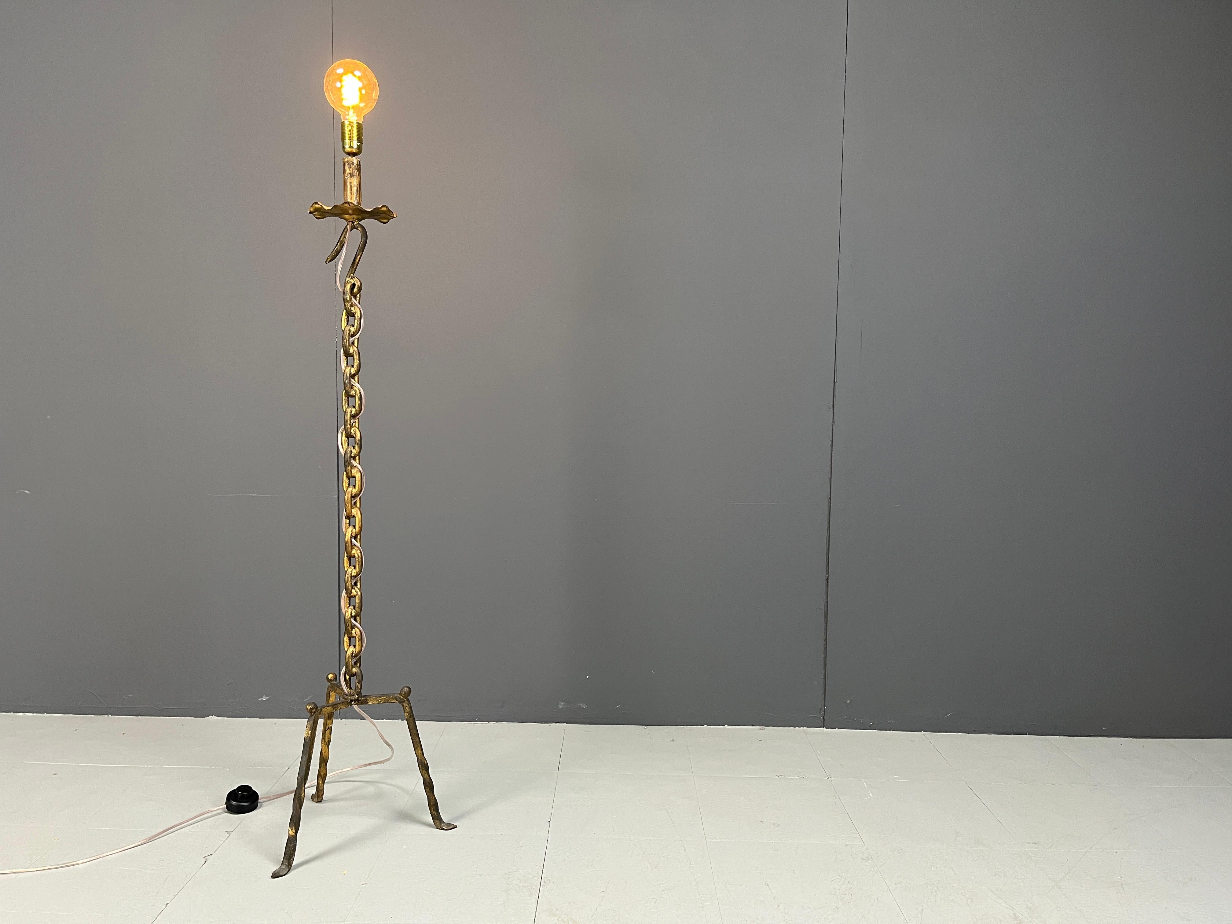 Vintage chain link floor lamp, 1960s 1