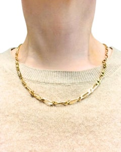 Vintage Chain Necklace French 18k Gold Figaro Link