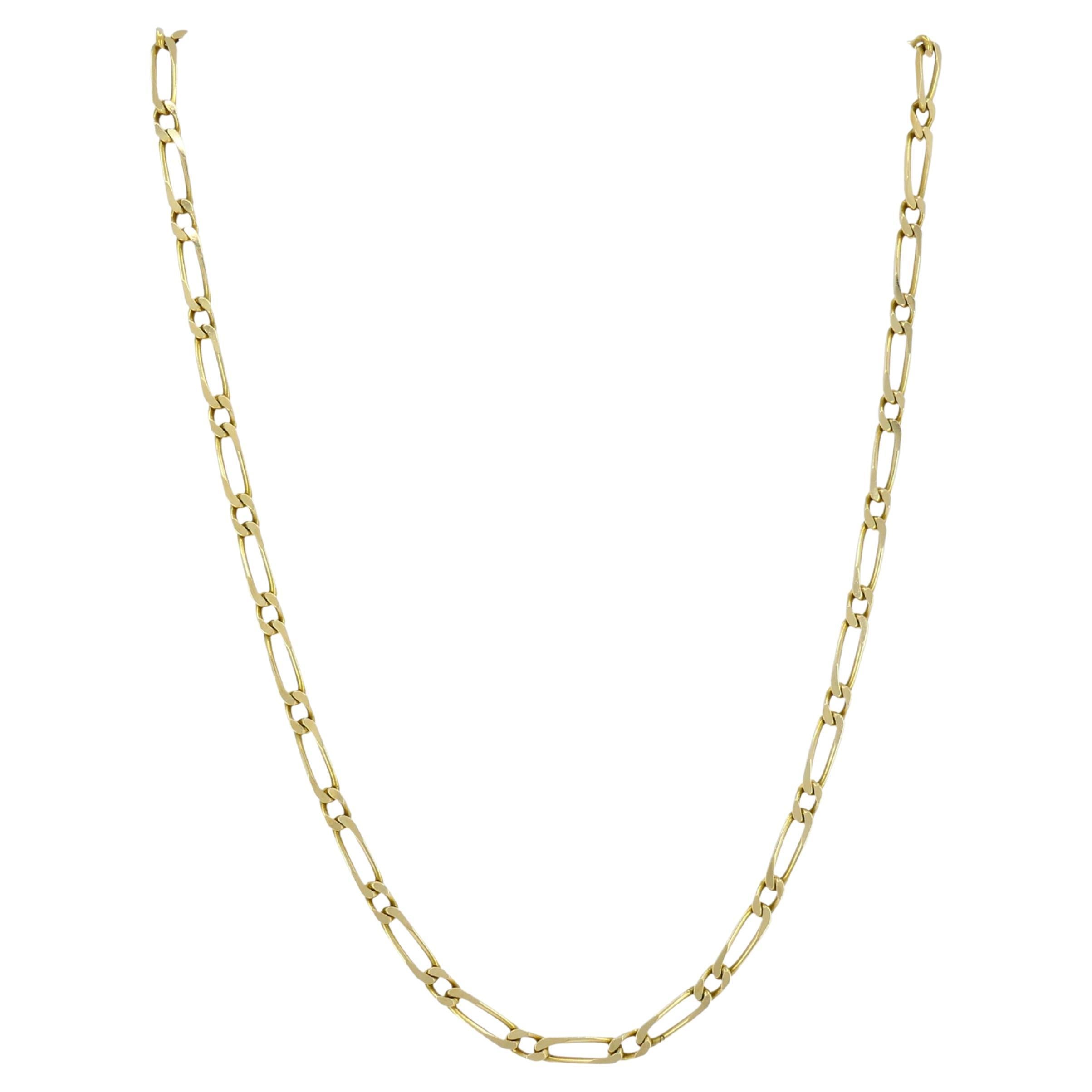 Vintage Chain Necklace French 18k Gold Figaro Link en vente