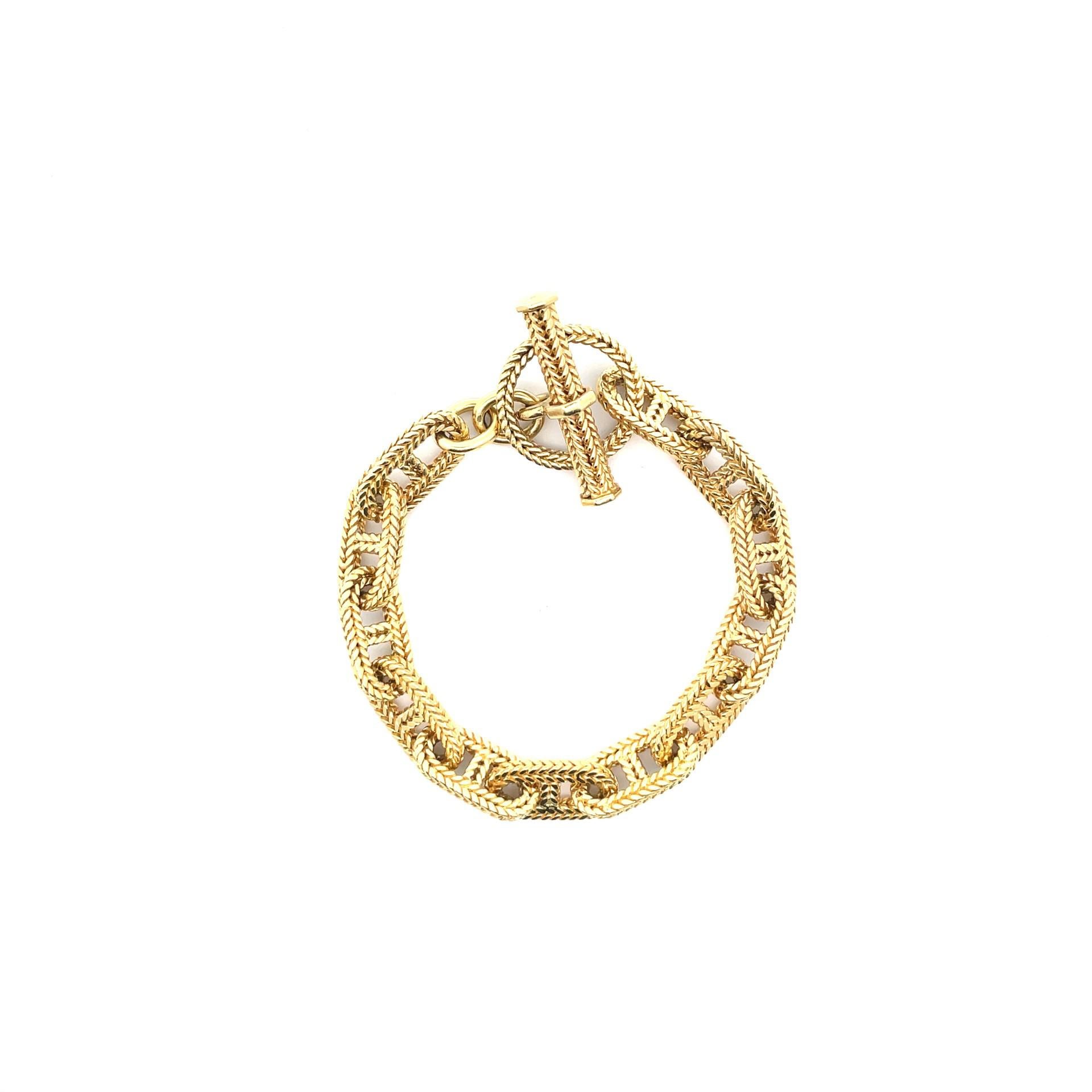 Bracelet à petits maillons vintage « Chaine d'ancre » en or jaune 18 carats Pour femmes en vente
