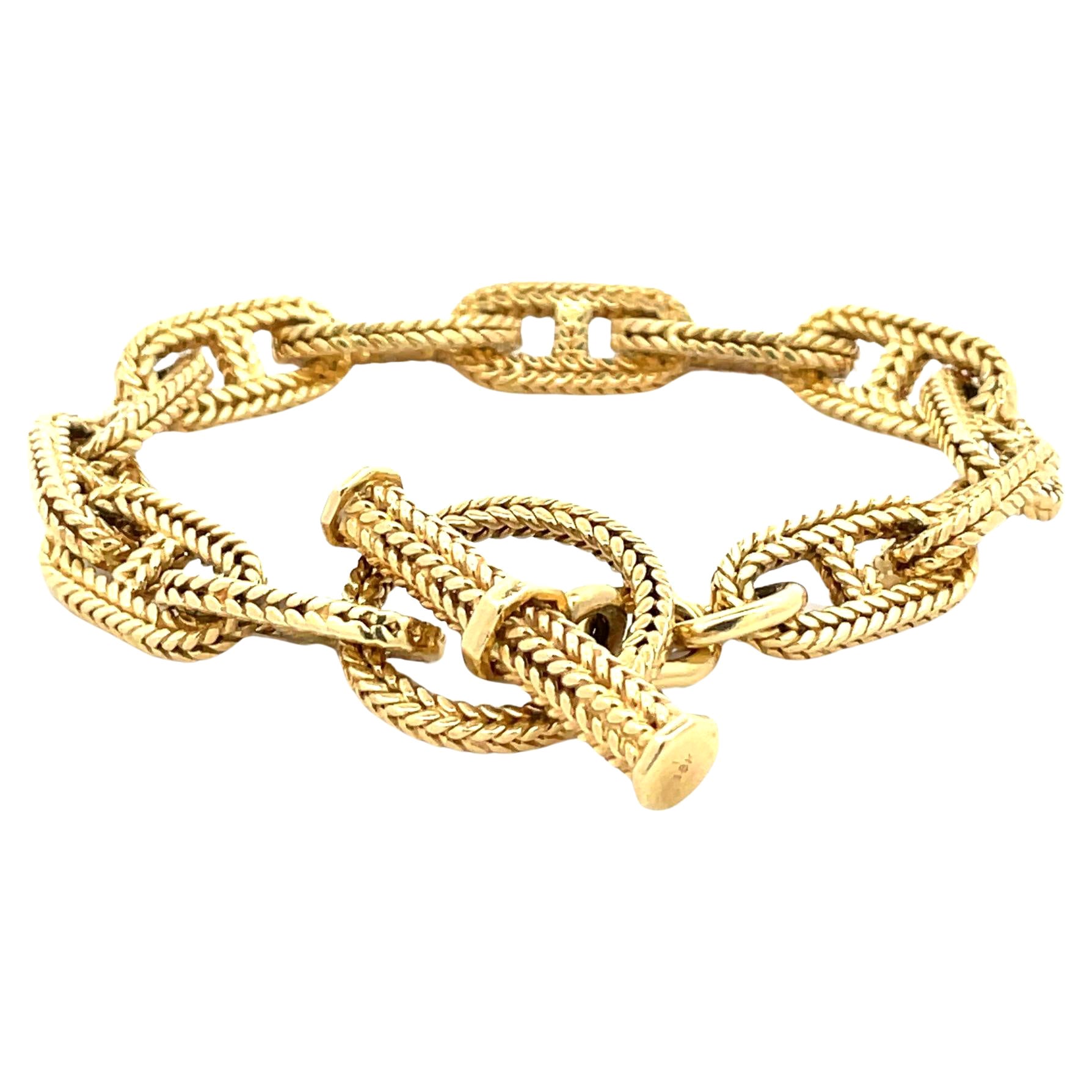 Bracelet à petits maillons vintage « Chaine d'ancre » en or jaune 18 carats