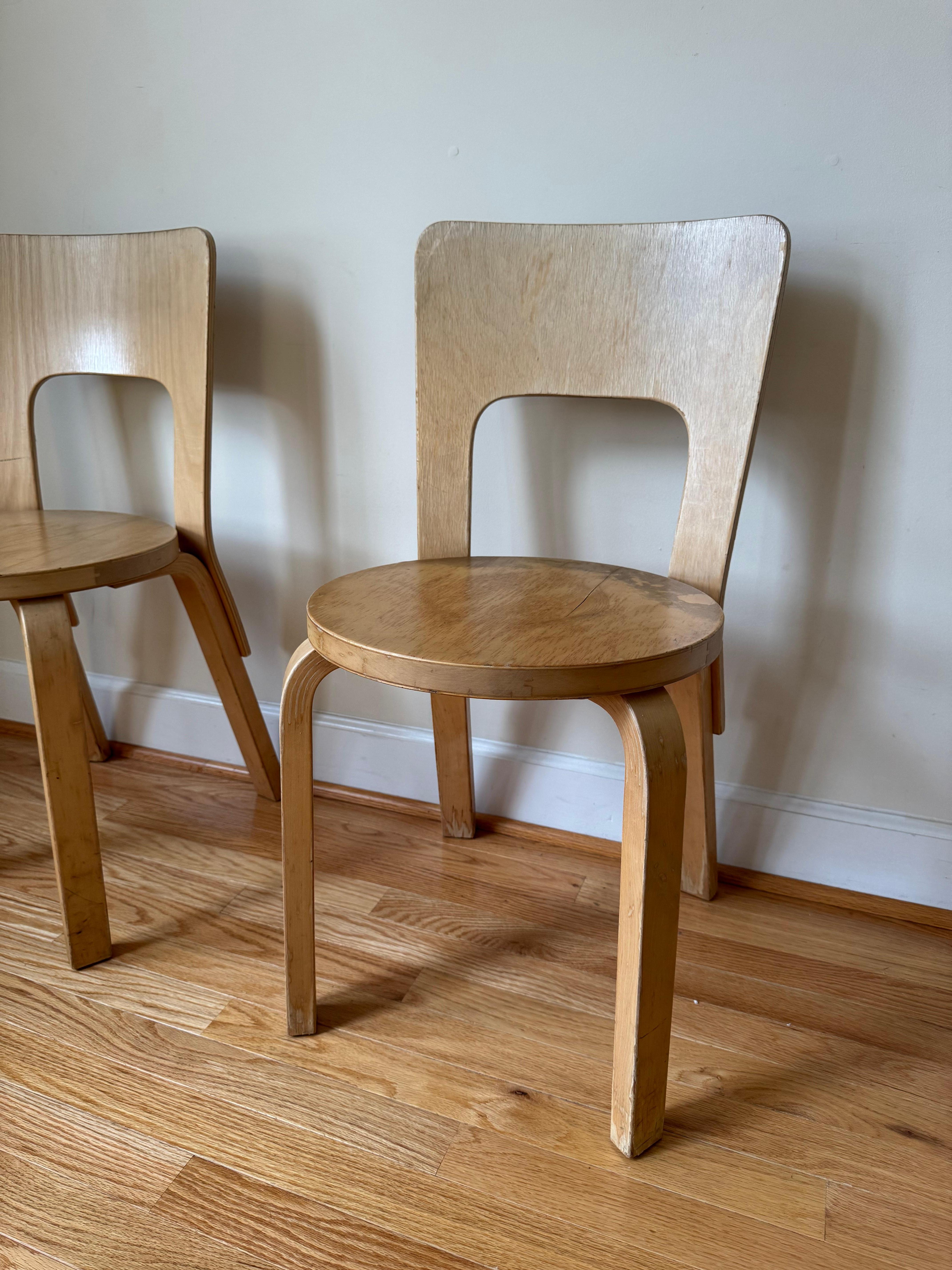 Vintage-Stuhl 66 von Alvar Aalto für Artek, 1940-50er Jahre im Zustand „Relativ gut“ im Angebot in Centreville, VA