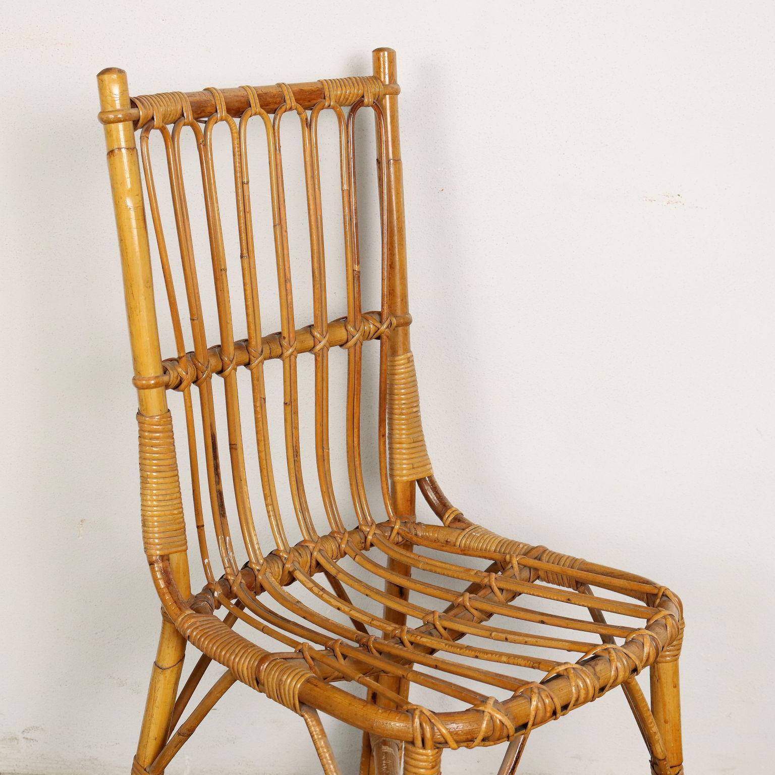 Mid-Century moderno Sedia Vintage Bamboo, Italia, anni '60