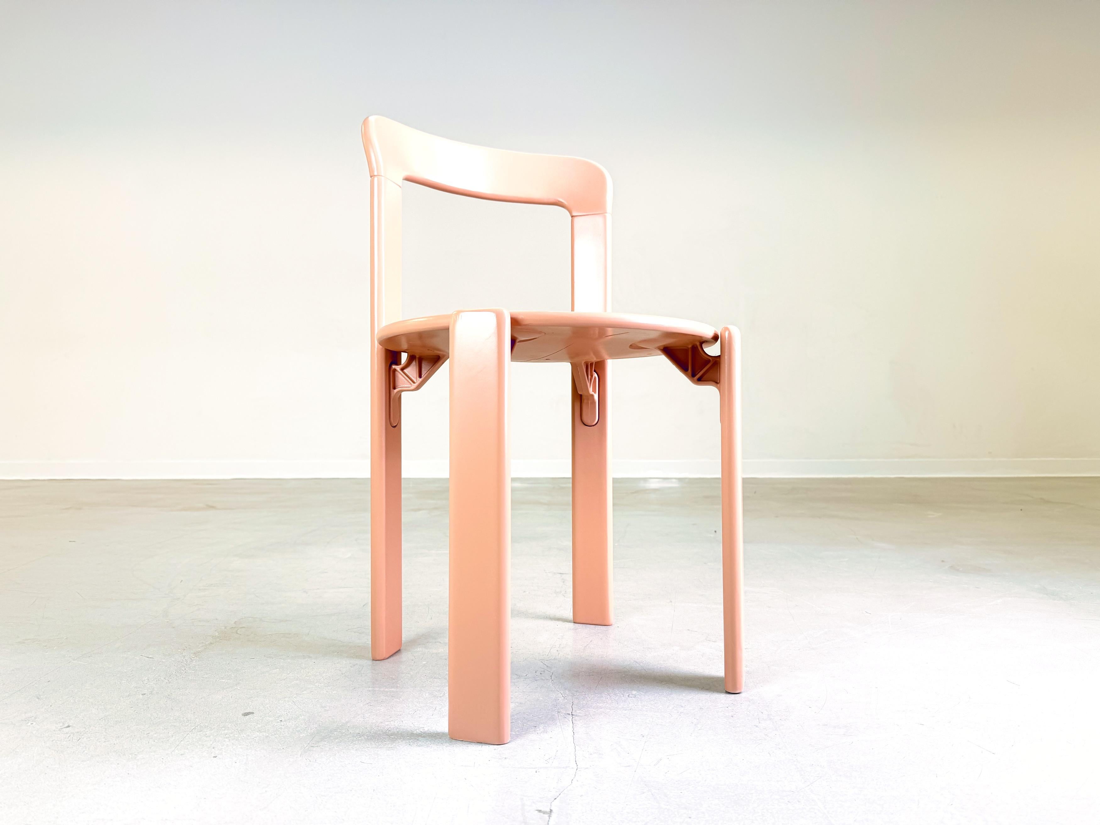 Mid-Century Modern Vintage chair Bruno Rey Kusch & Co beige red 1970s design new lacquered For Sale