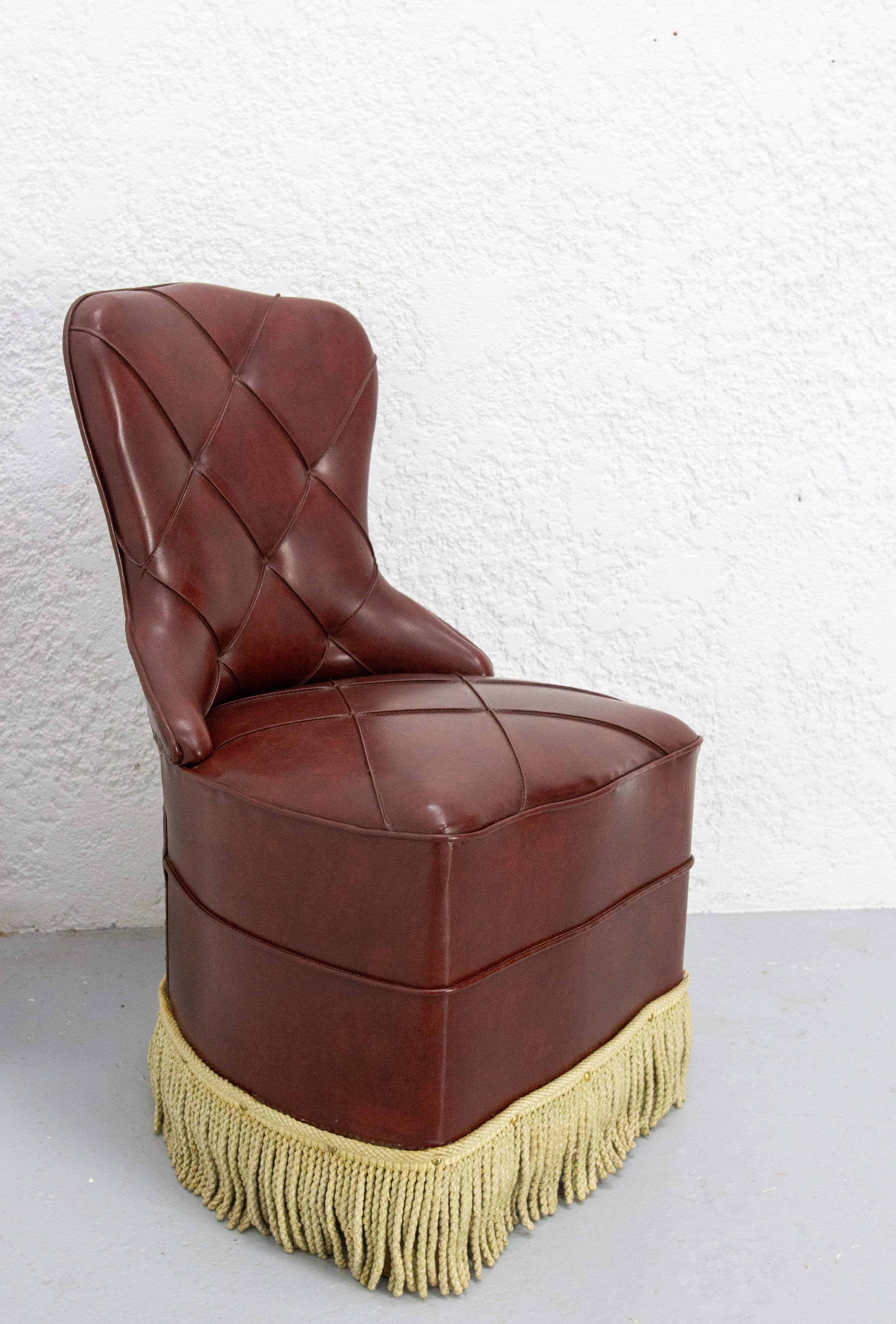 Milieu du XXe siècle Chaise Vintage Fauteuil Crapaud Chaise Napoléon III Style Français circa 1960 en vente