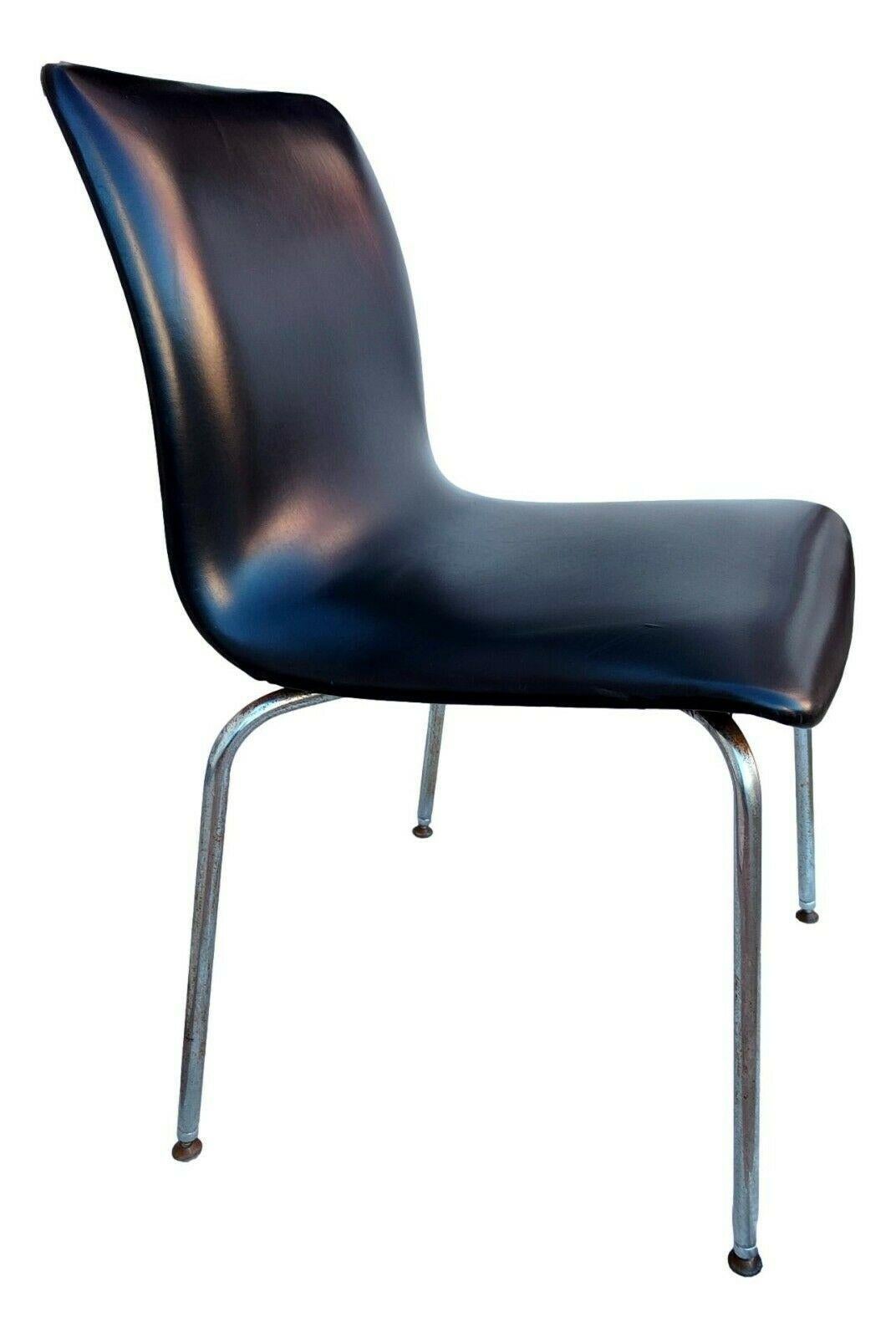 Mid-20th Century Vintage Chair in Faux Leather and Steel Design Anonima Castelli Bologna, 1960s