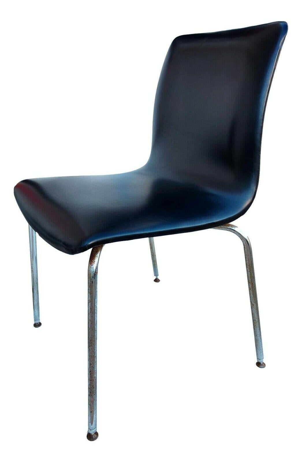 Silla Vintage de Piel sintética y Acero Diseño Anonima Castelli Bolonia, Años 60 1