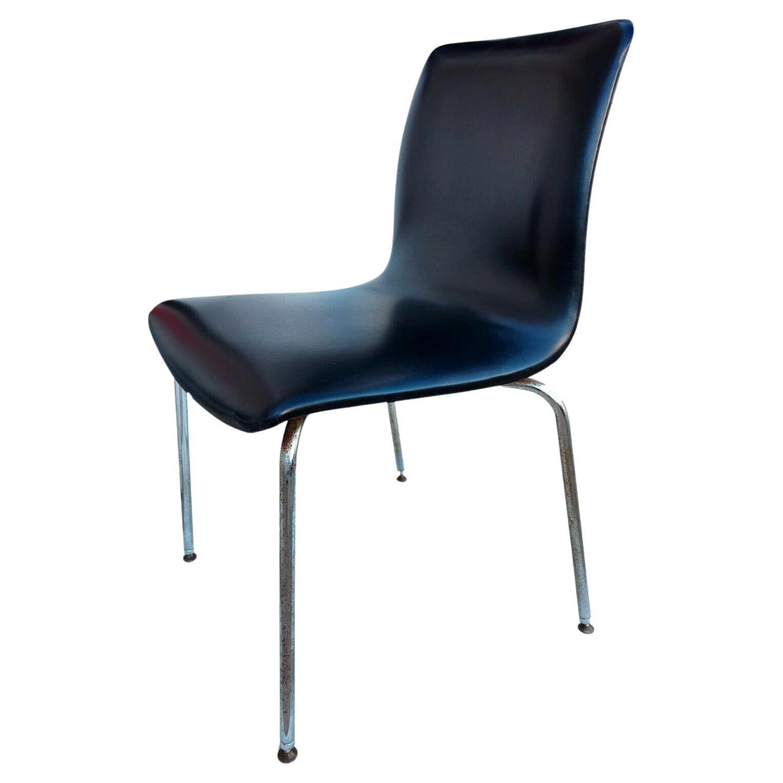 Silla Vintage de Piel sintética y Acero Diseño Anonima Castelli Bolonia, Años 60