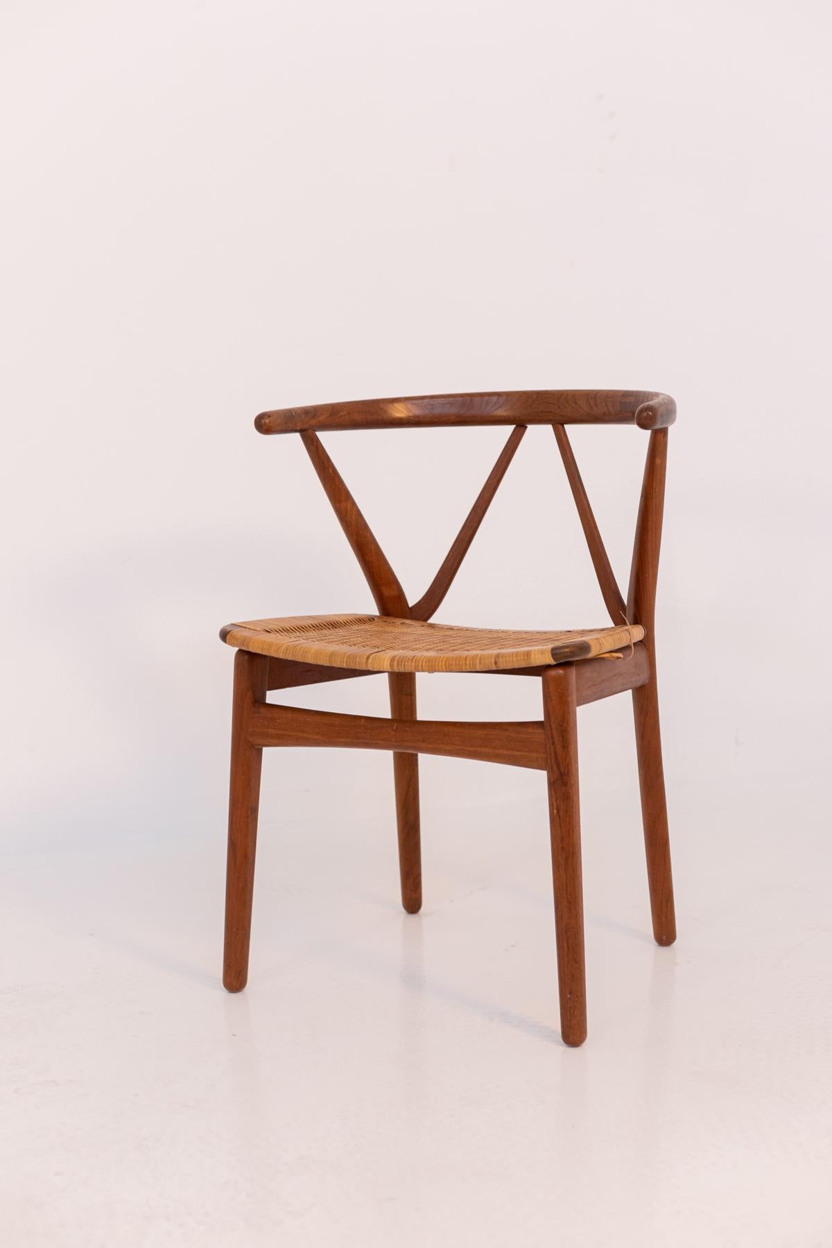 Henning Kjærnulf Vintage Chair in Wood and Wicker for Bruno Hansen, 1963 1