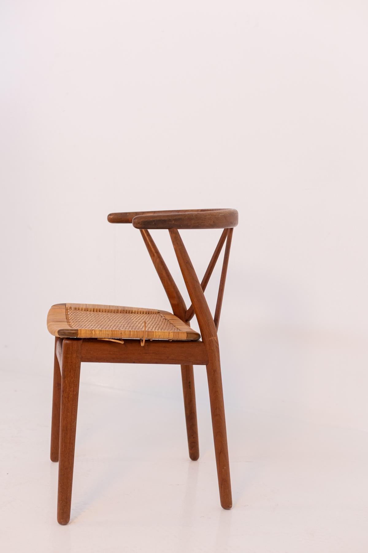 Henning Kjærnulf Vintage Chair in Wood and Wicker for Bruno Hansen, 1963 2