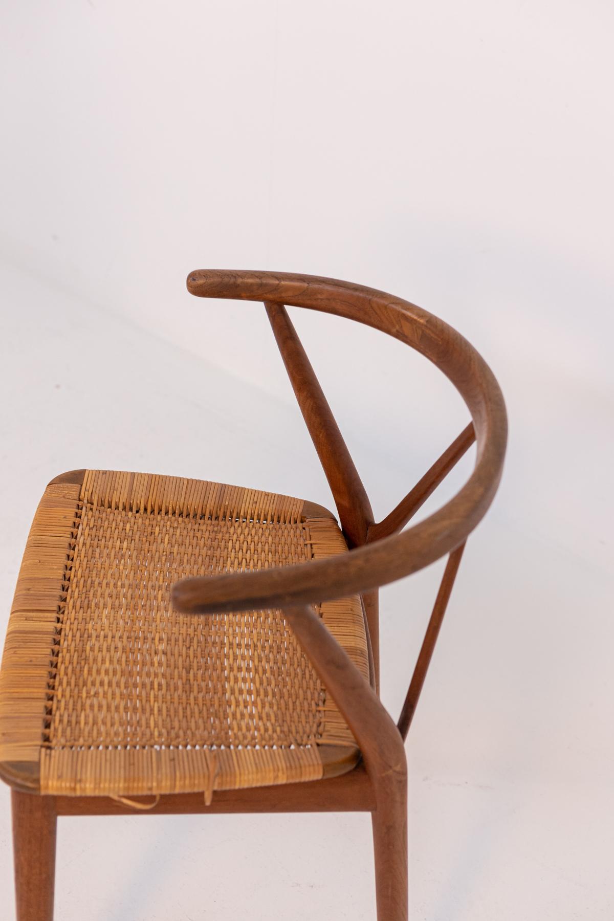 Henning Kjærnulf Vintage Chair in Wood and Wicker for Bruno Hansen, 1963 3