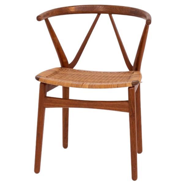 Henning Kjærnulf Vintage Chair in Wood and Wicker for Bruno Hansen, 1963