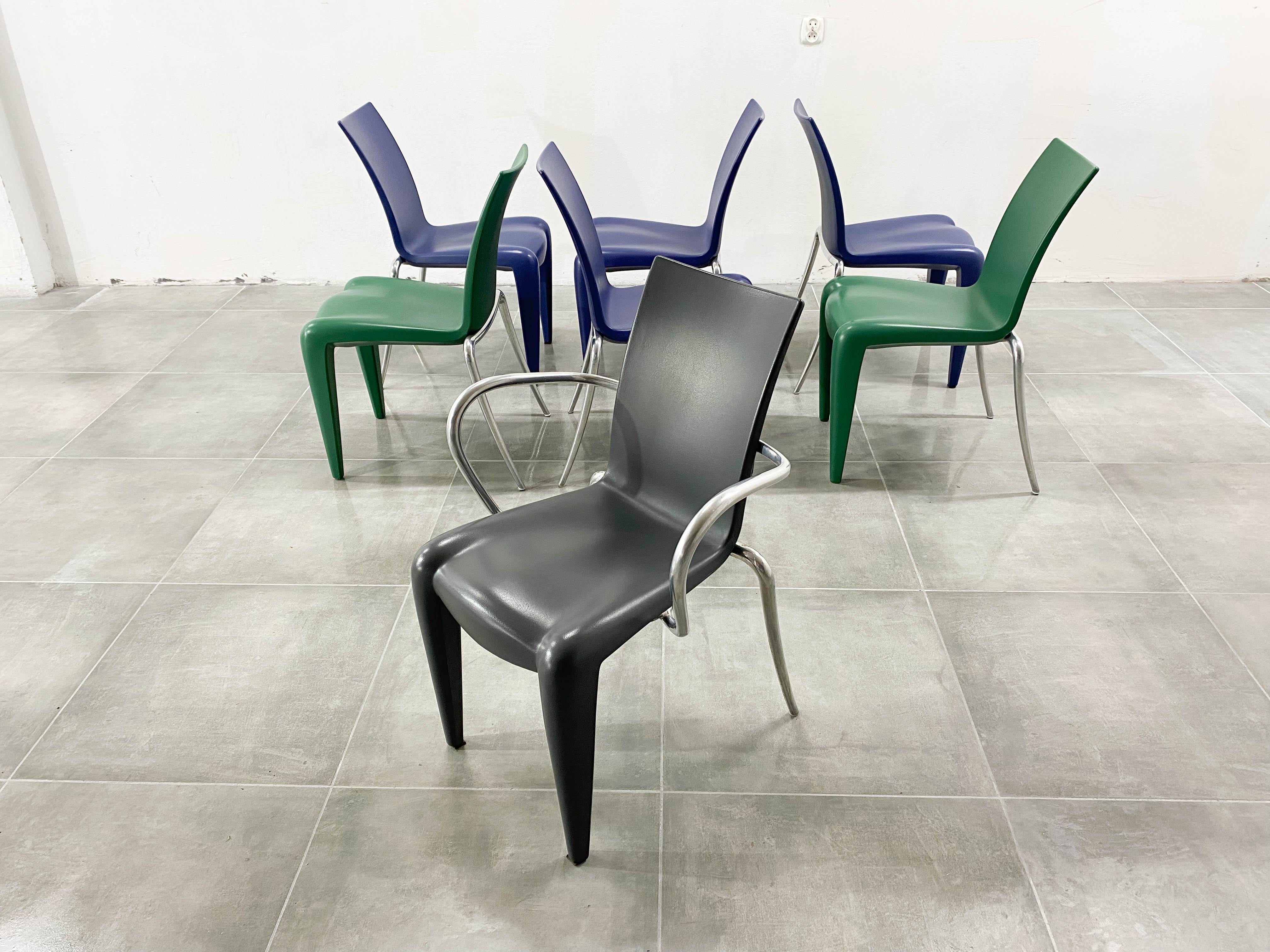 Indulge in the iconic design and rich history of Philippe Starck's Louis XX chairs. Inspired by the opulence of 18th-century French furniture, these chairs boast a contemporary twist, blending intricate detailing with modern flair. Originally