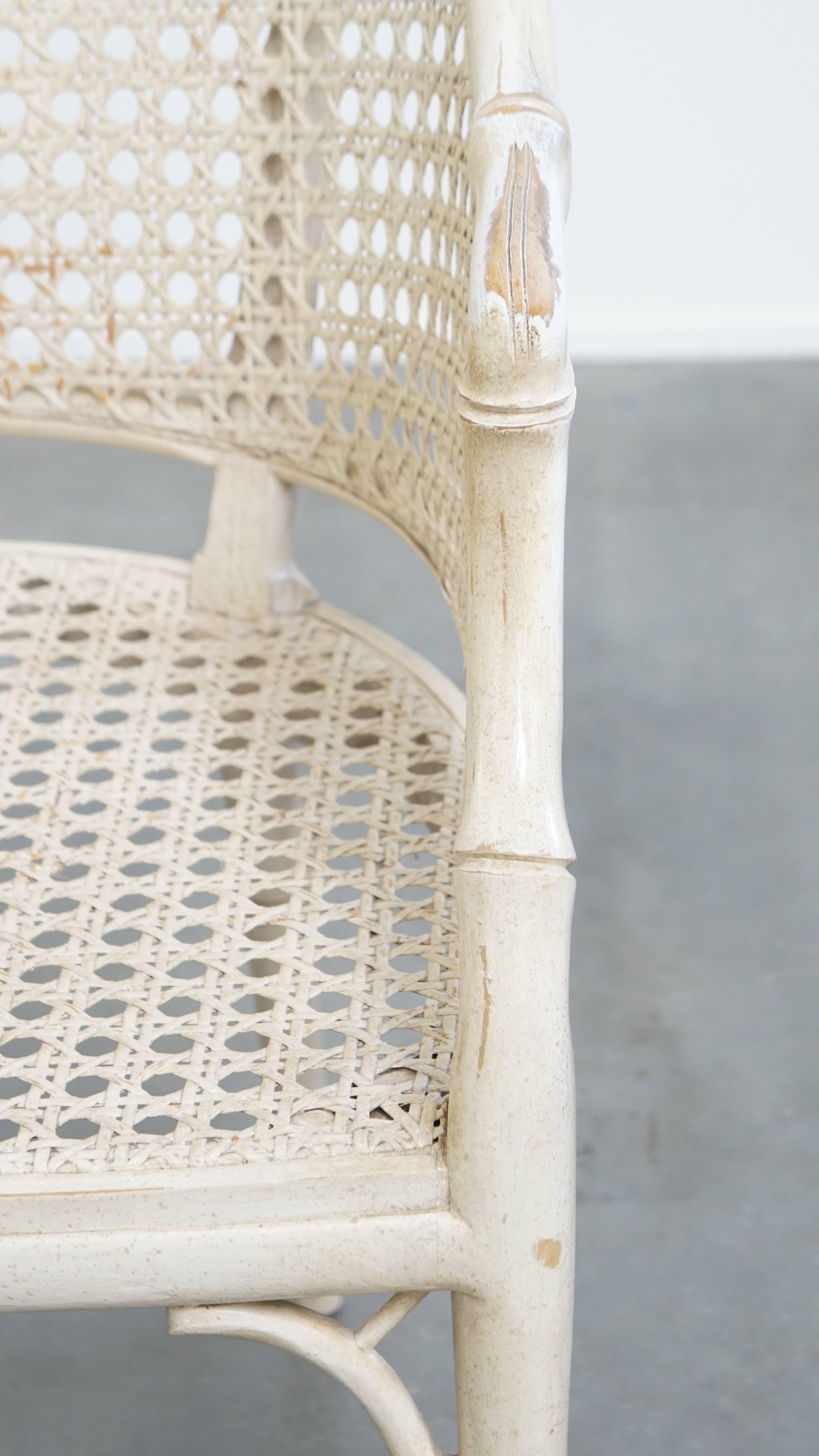 Silla vintage de ratán y bambú de los años 70 en venta 3