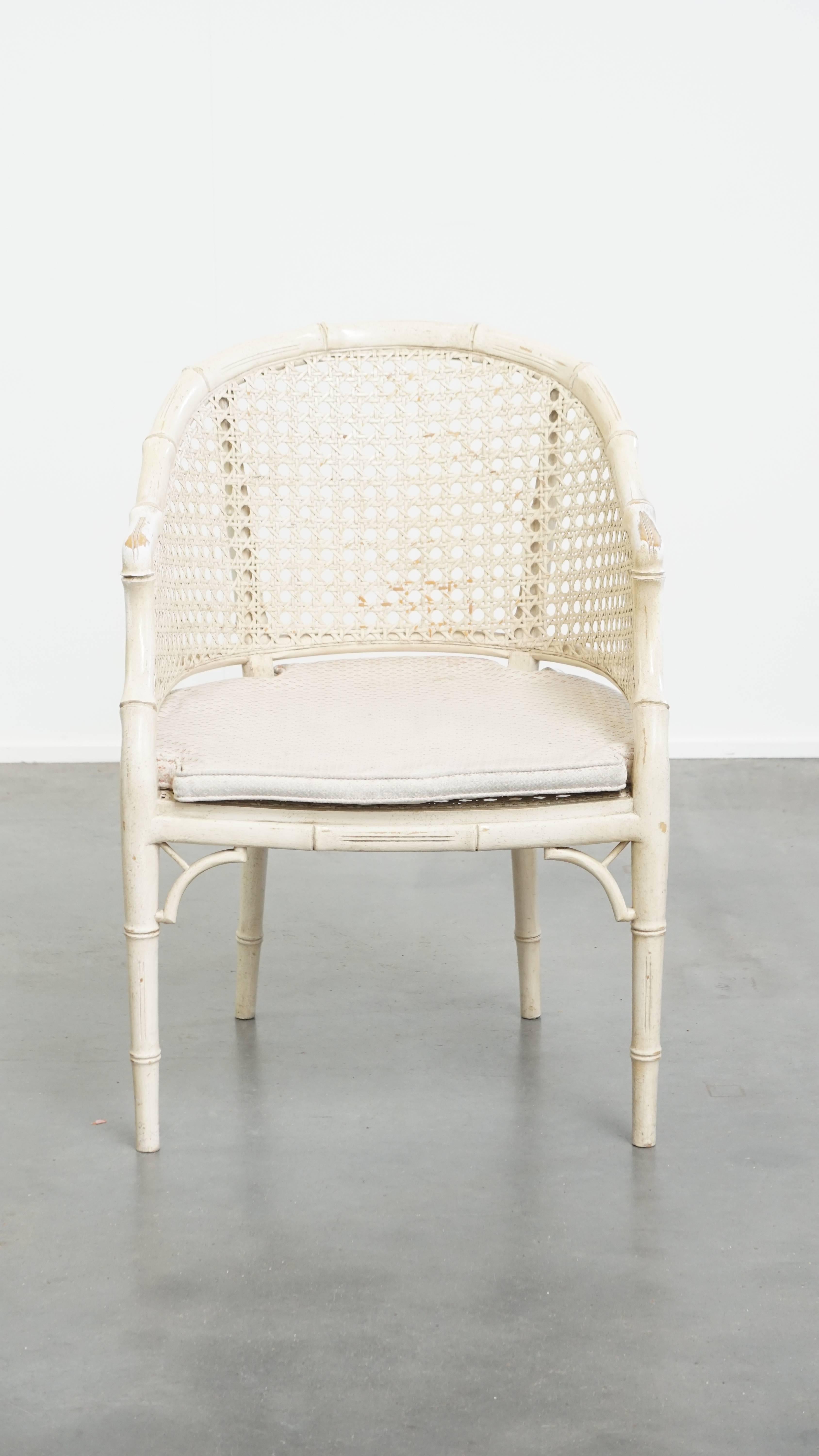 Silla vintage de ratán y bambú de los años 70 Romano clásico en venta