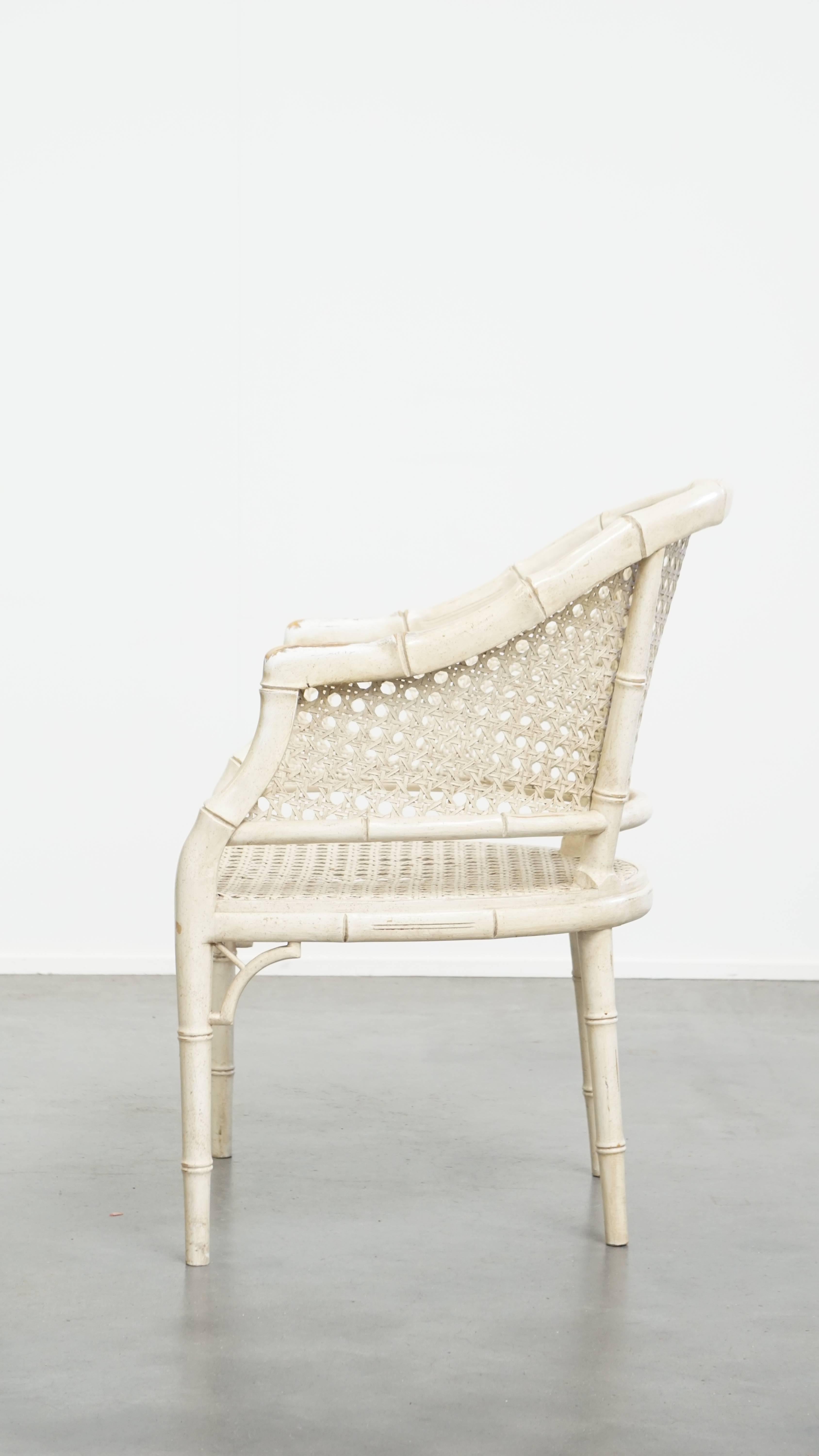 Silla vintage de ratán y bambú de los años 70 finales del siglo XX en venta