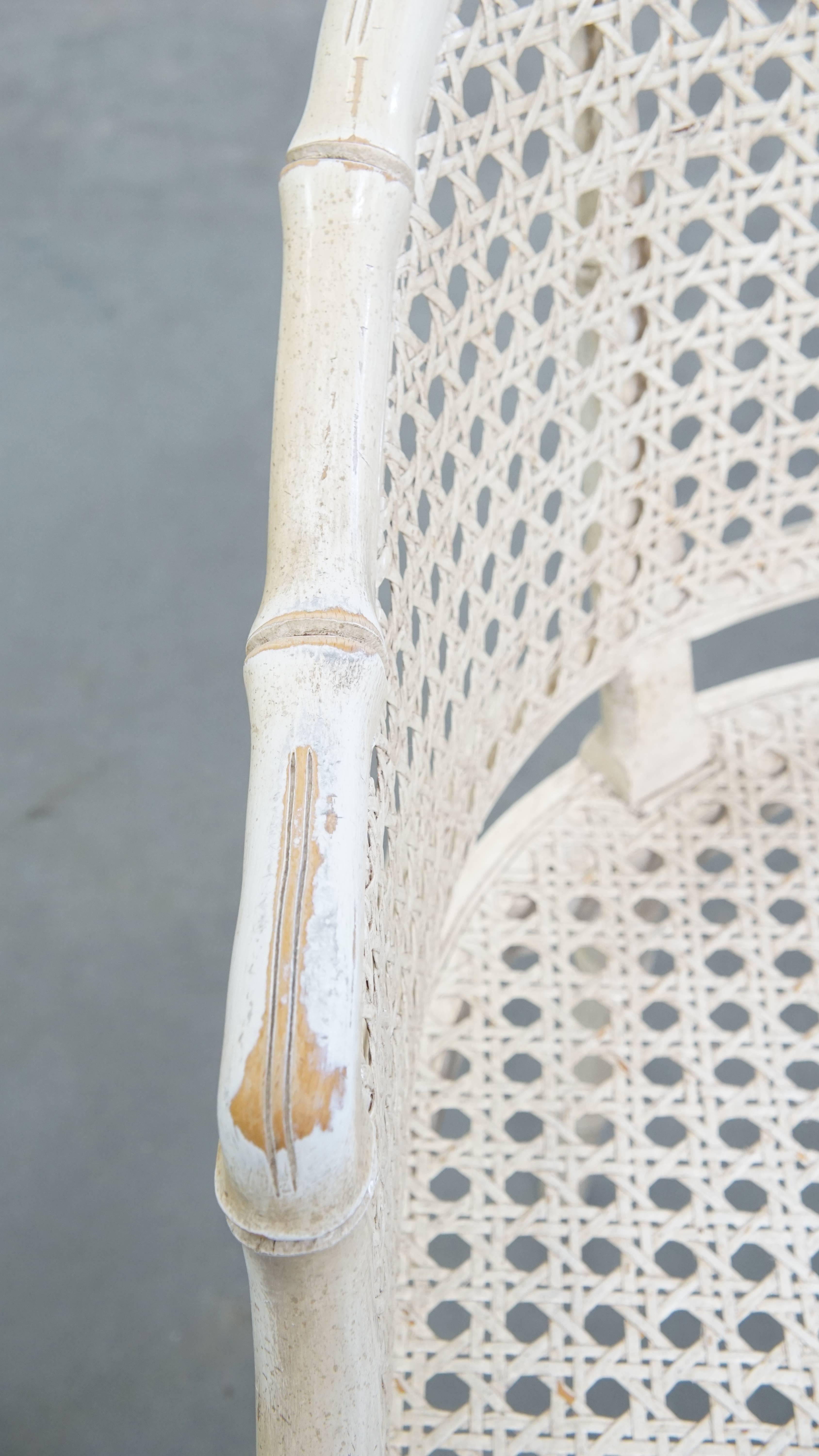 Silla vintage de ratán y bambú de los años 70 en venta 1