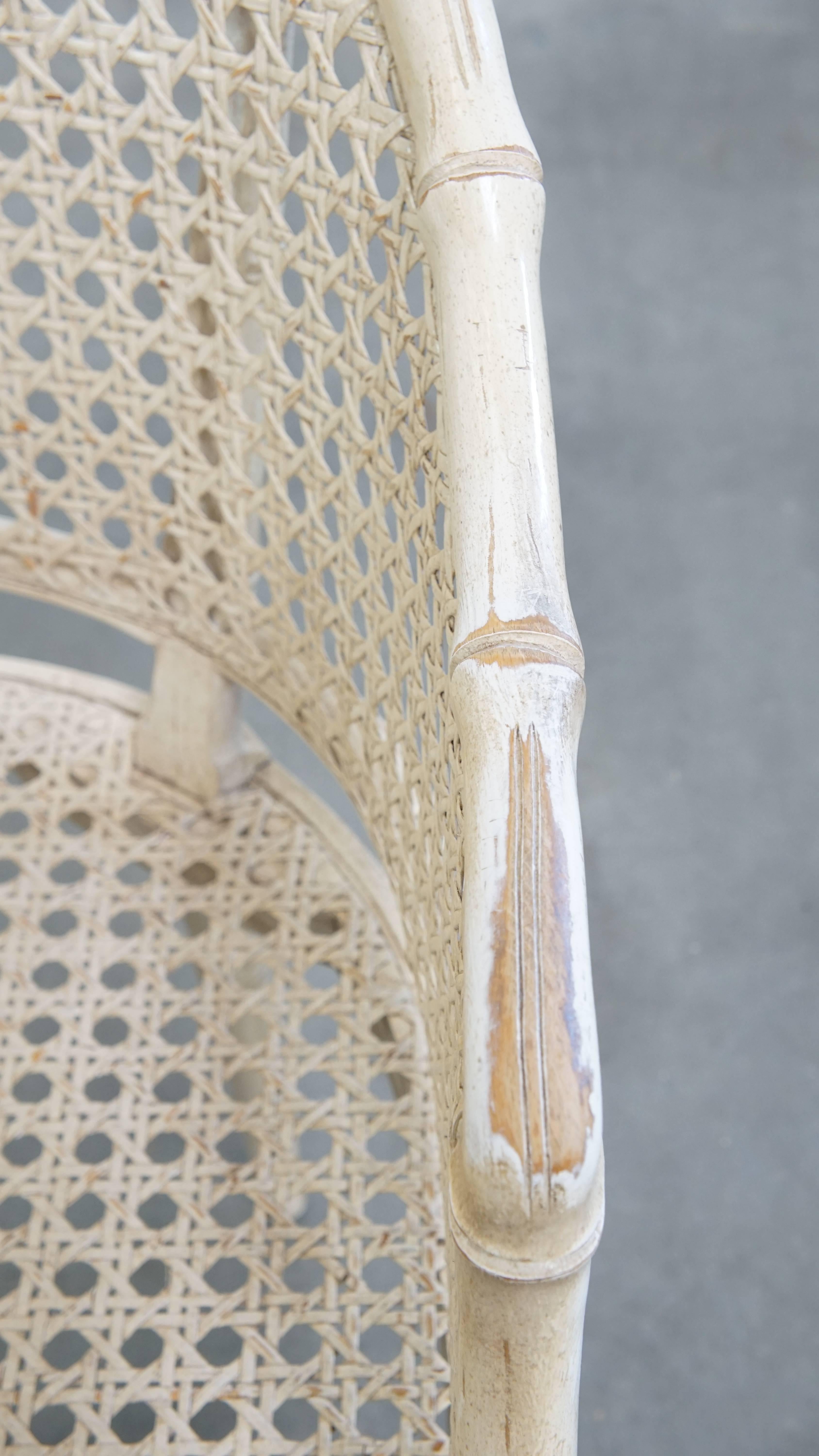 Silla vintage de ratán y bambú de los años 70 en venta 2