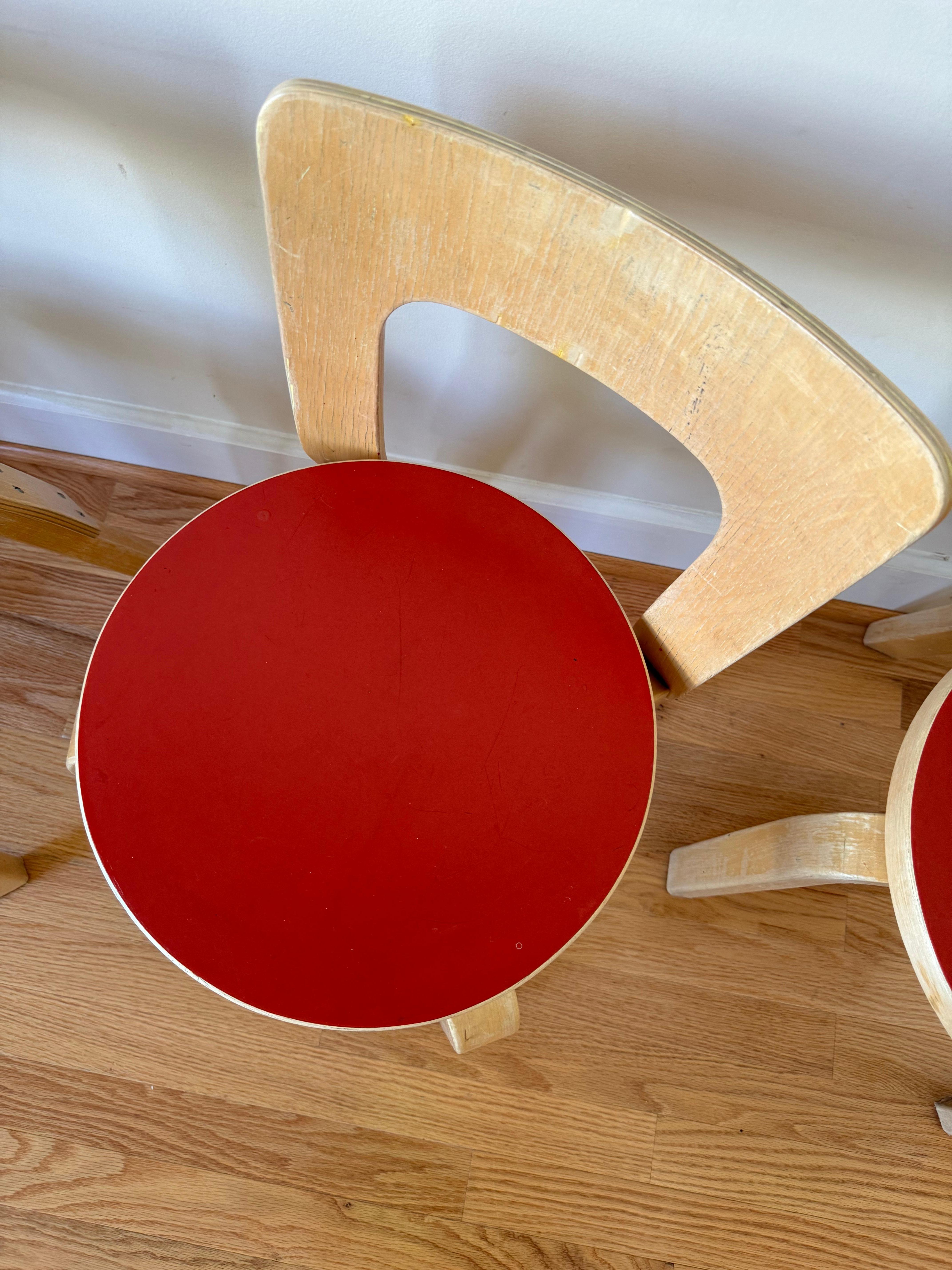 Vintage Chair N65 by Alvar Aalto for Artek (Red Linoleum) 3