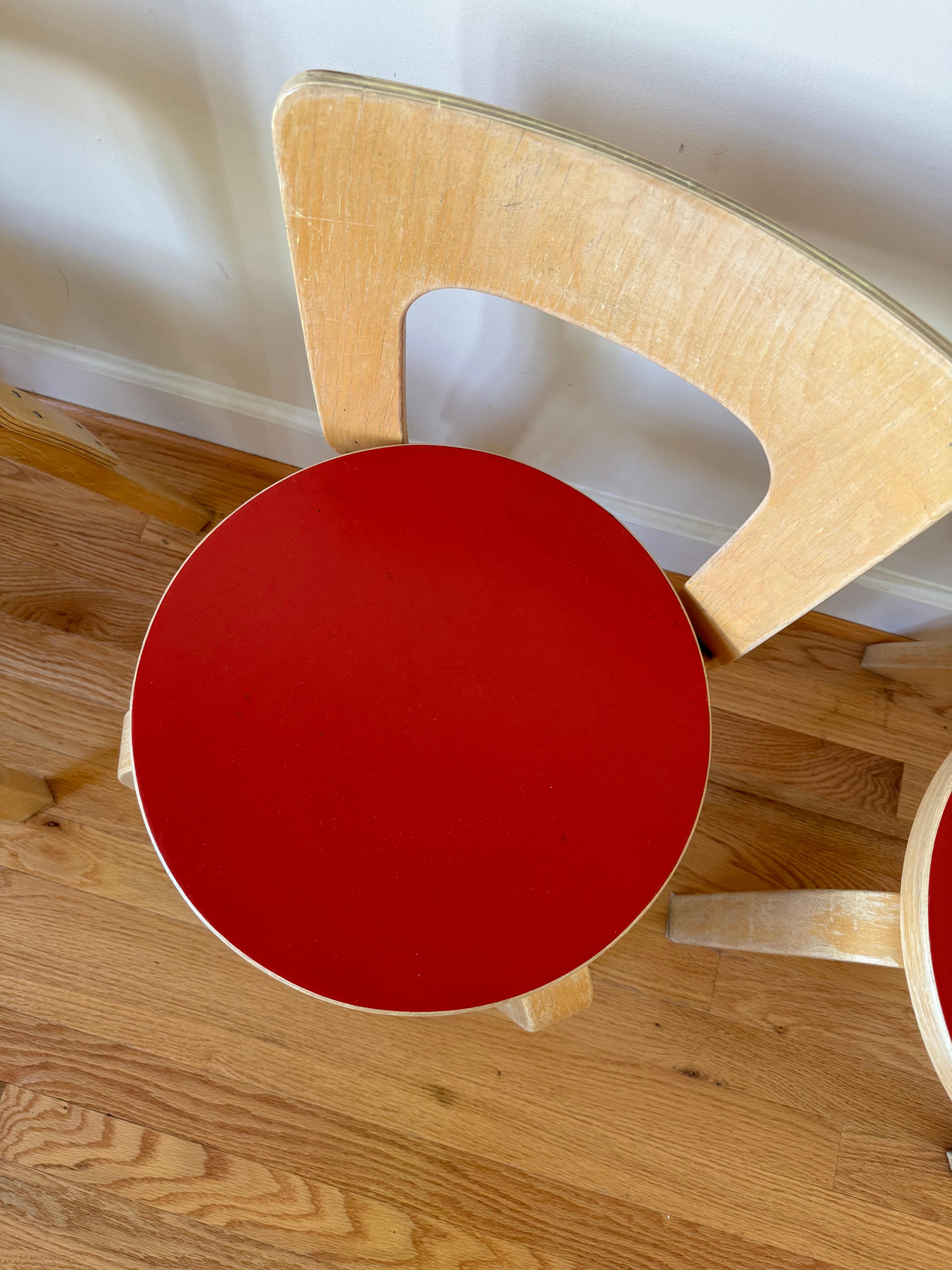 Vintage Chair N65 by Alvar Aalto for Artek (Red Linoleum) 2