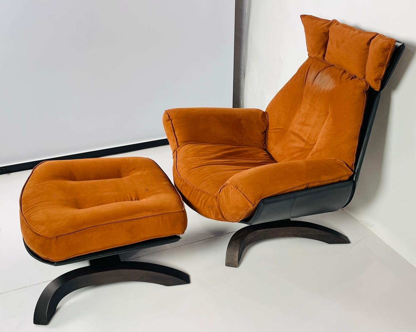 Stuhl und Ottomane im Vintage-Stil, hergestellt in Italien von Giorgio Saporiti im Angebot 4