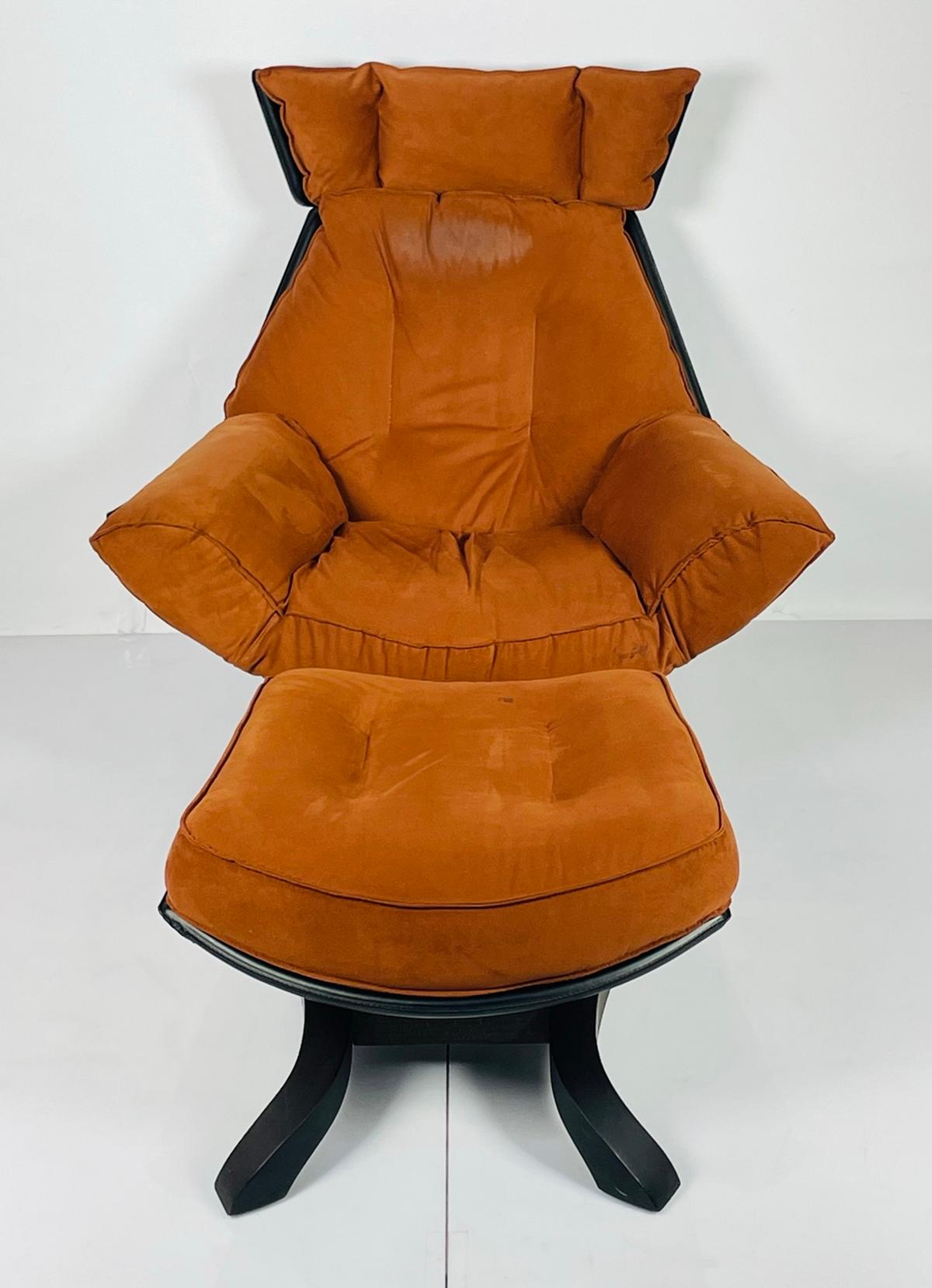 italien Chaise et repose-pieds vintage fabriqués en Italie par Giorgio Saporiti en vente