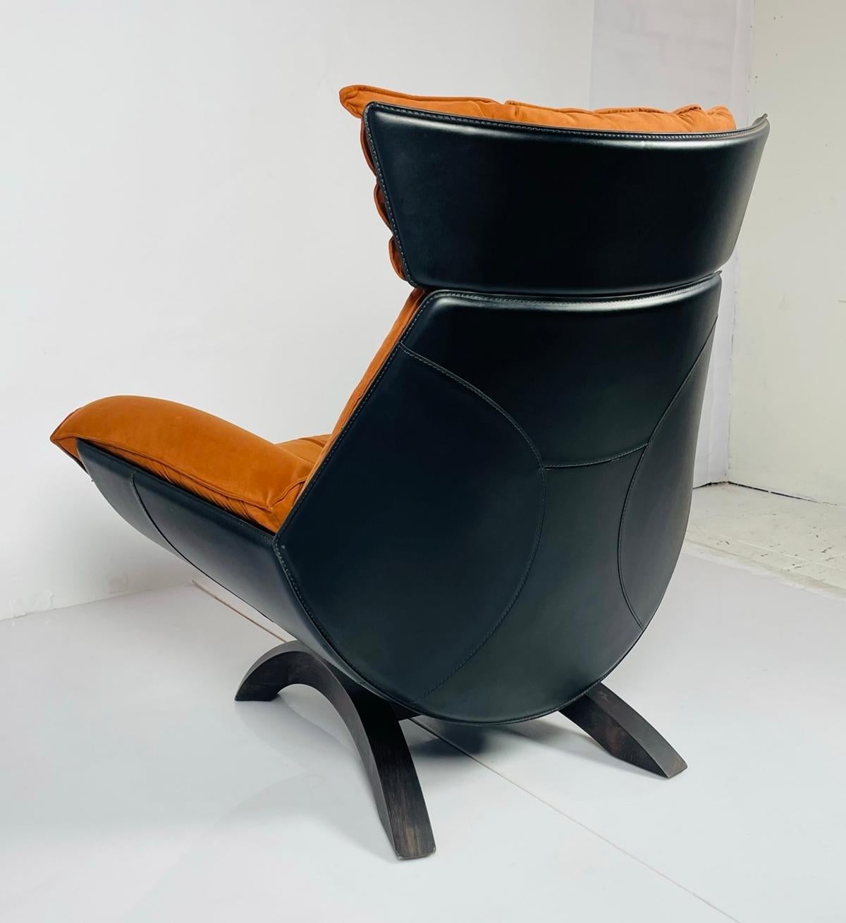 Stuhl und Ottomane im Vintage-Stil, hergestellt in Italien von Giorgio Saporiti im Angebot 2