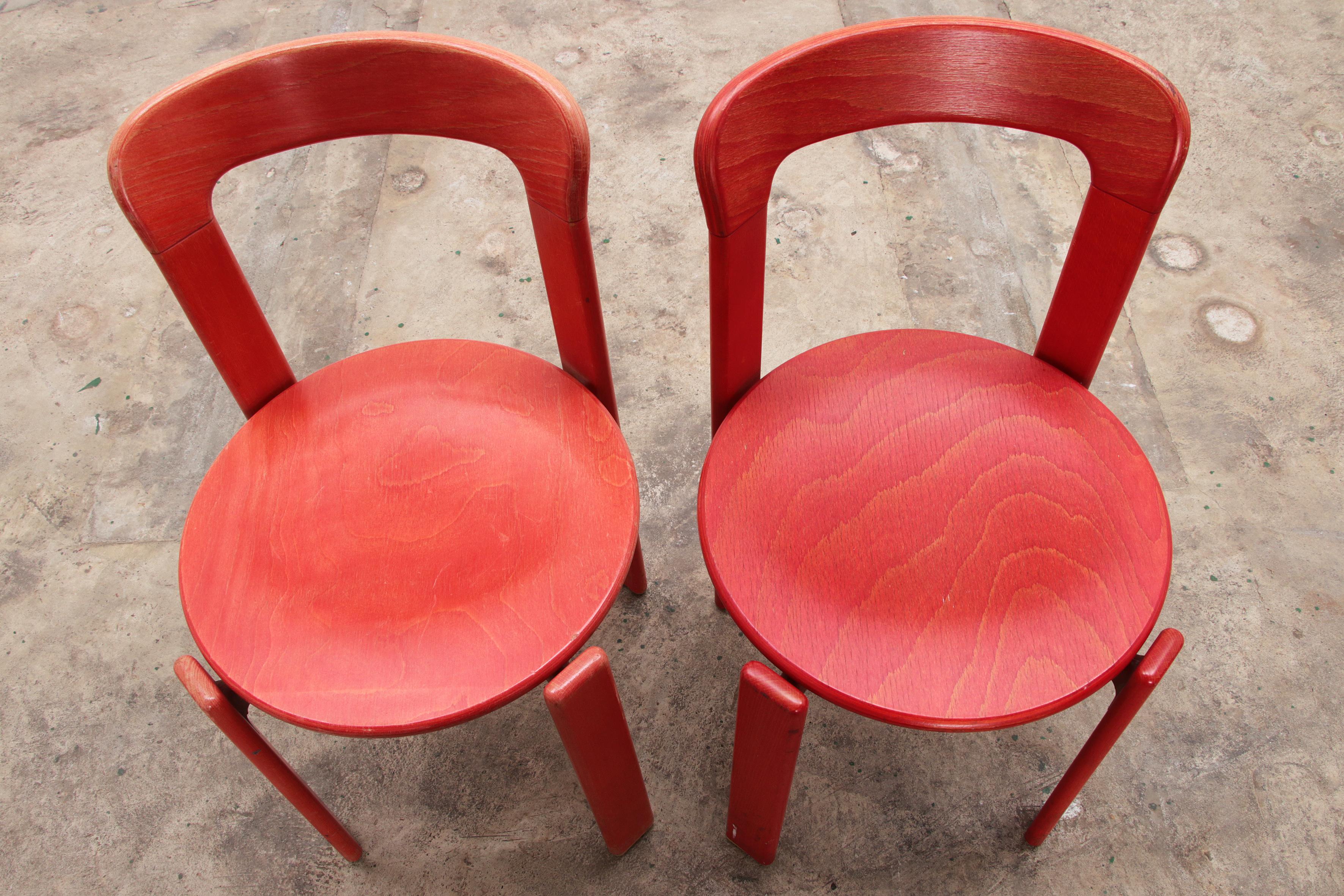 Vintage chair set of two Bruno Rey for Kusch & Co, 1970s Switzerland 2