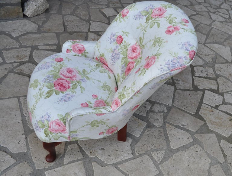 Vintage Chair with Floral Upholstery For Sale at 1stDibs