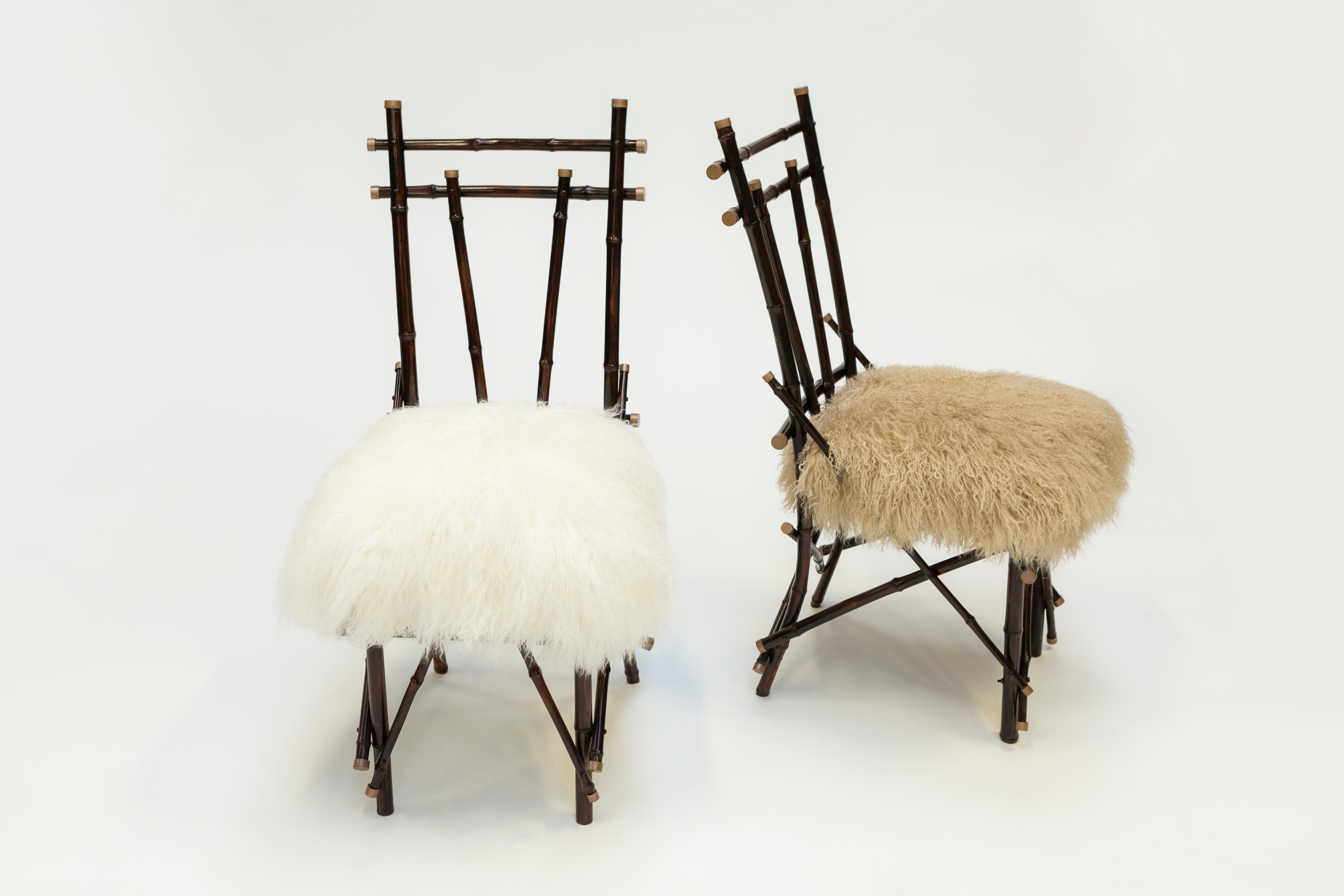 Italian Vintage Chairs 1960 Transformed by Draga&Aurel 21st Century Fur