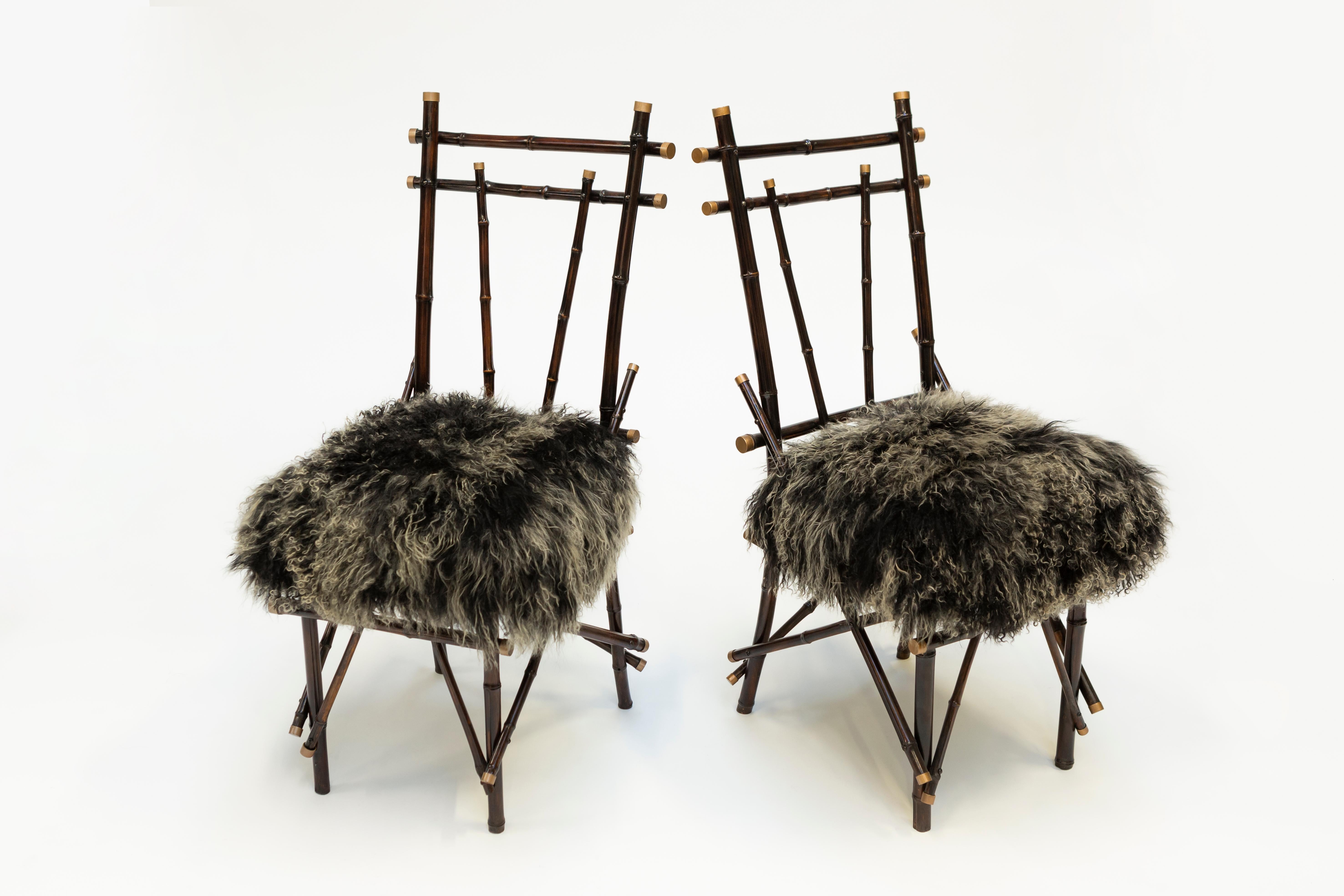 Vintage Chairs 1960 Transformed by Draga&Aurel 21st Century Fur In Good Condition In Como, IT