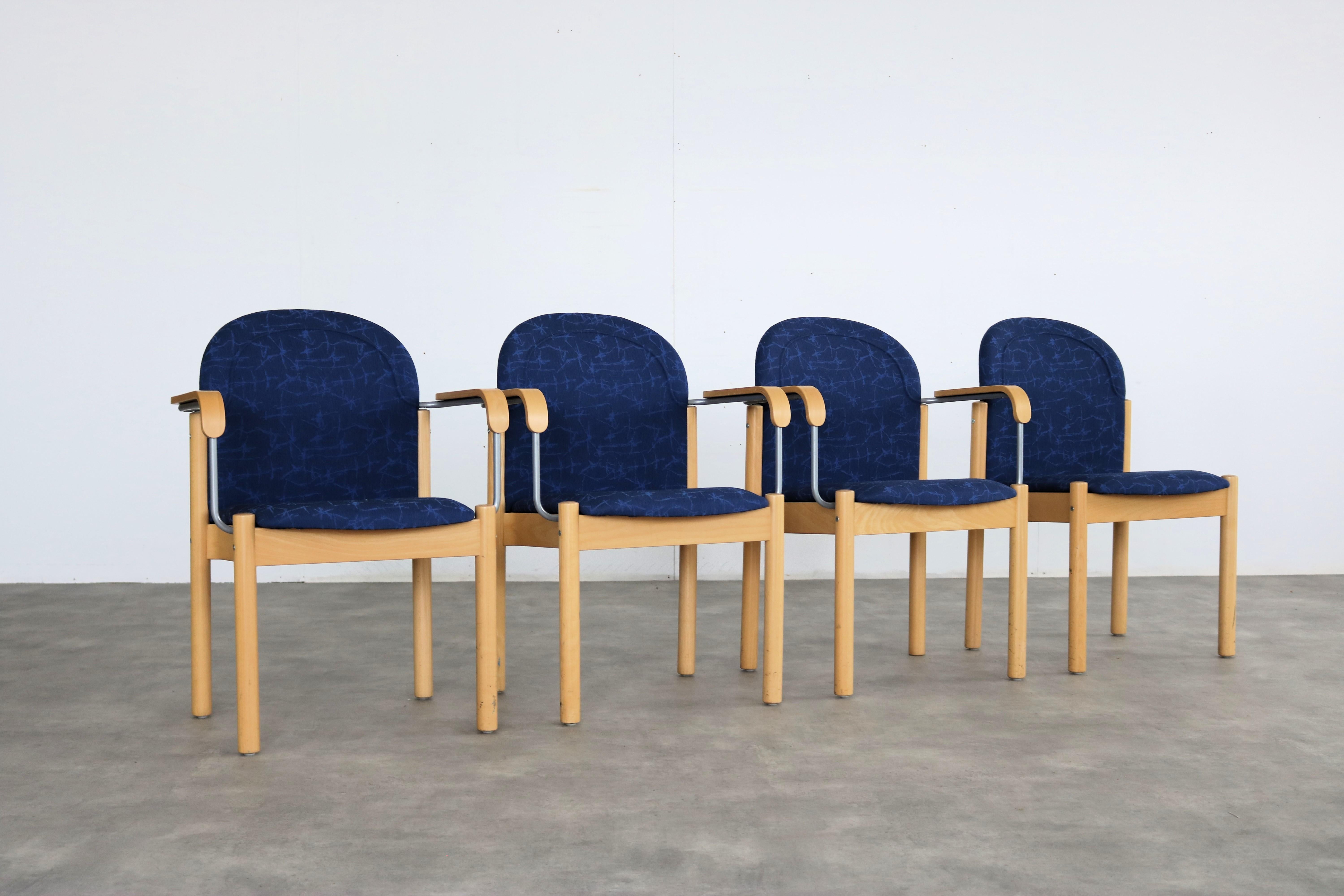 vintage chairs  armchairs  Kinnarps  Sweden

period  80s/90s
design  Kinnarps  Sweden
condition  good  light signs of use
size  82 x 60 x 55 (hxwxd) seat height 43; 

details  teak; beech; chrome; metal; upholstery; 

*various models in stock;