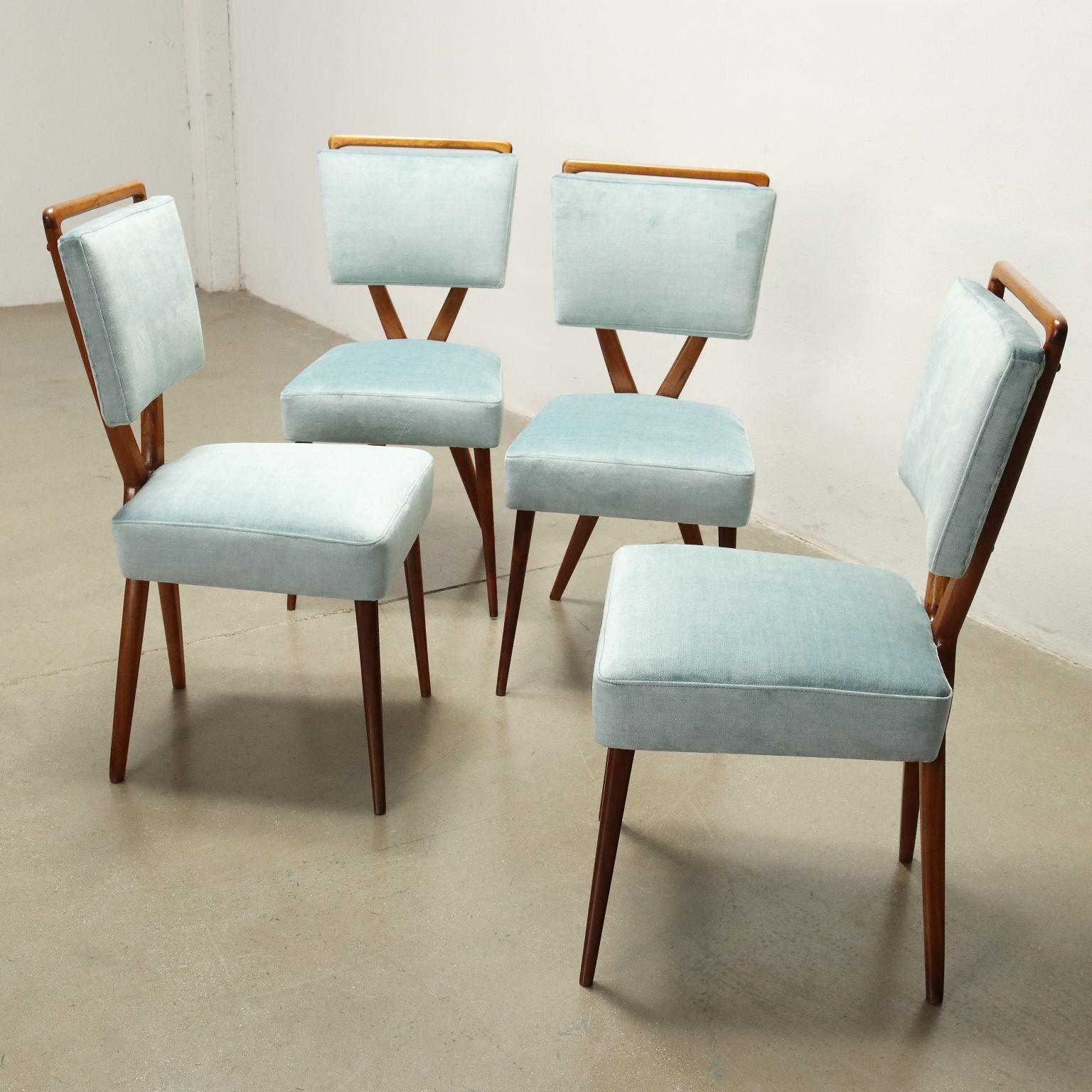 Mid-Century Modern Vintage Chairs Beech Velvet Argentina 1950s