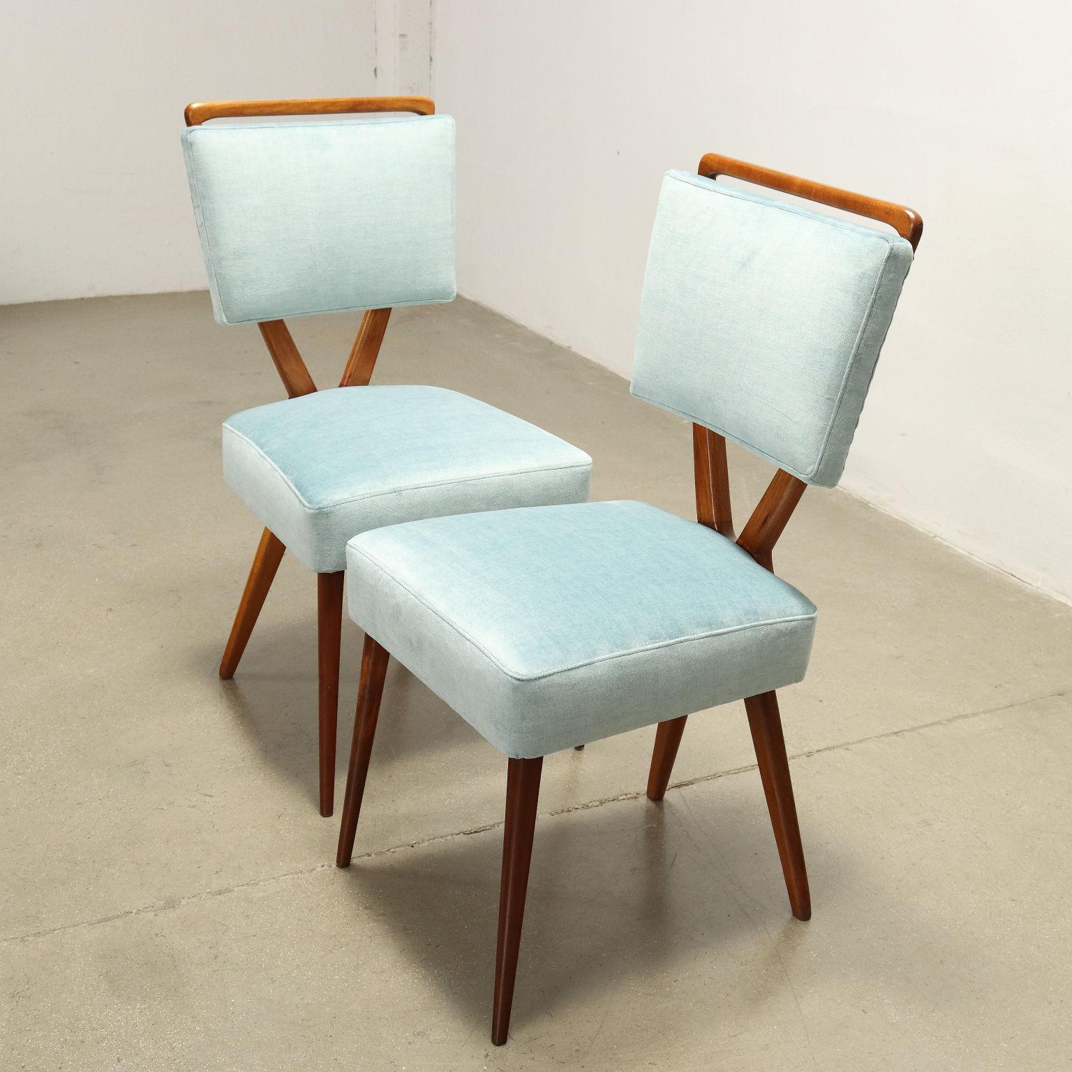 Argentine Vintage Chairs Beech Velvet Argentina 1950s