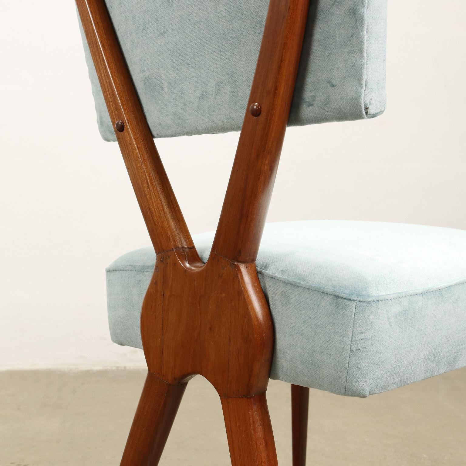 Vintage Chairs Beech Velvet Argentina 1950s 2