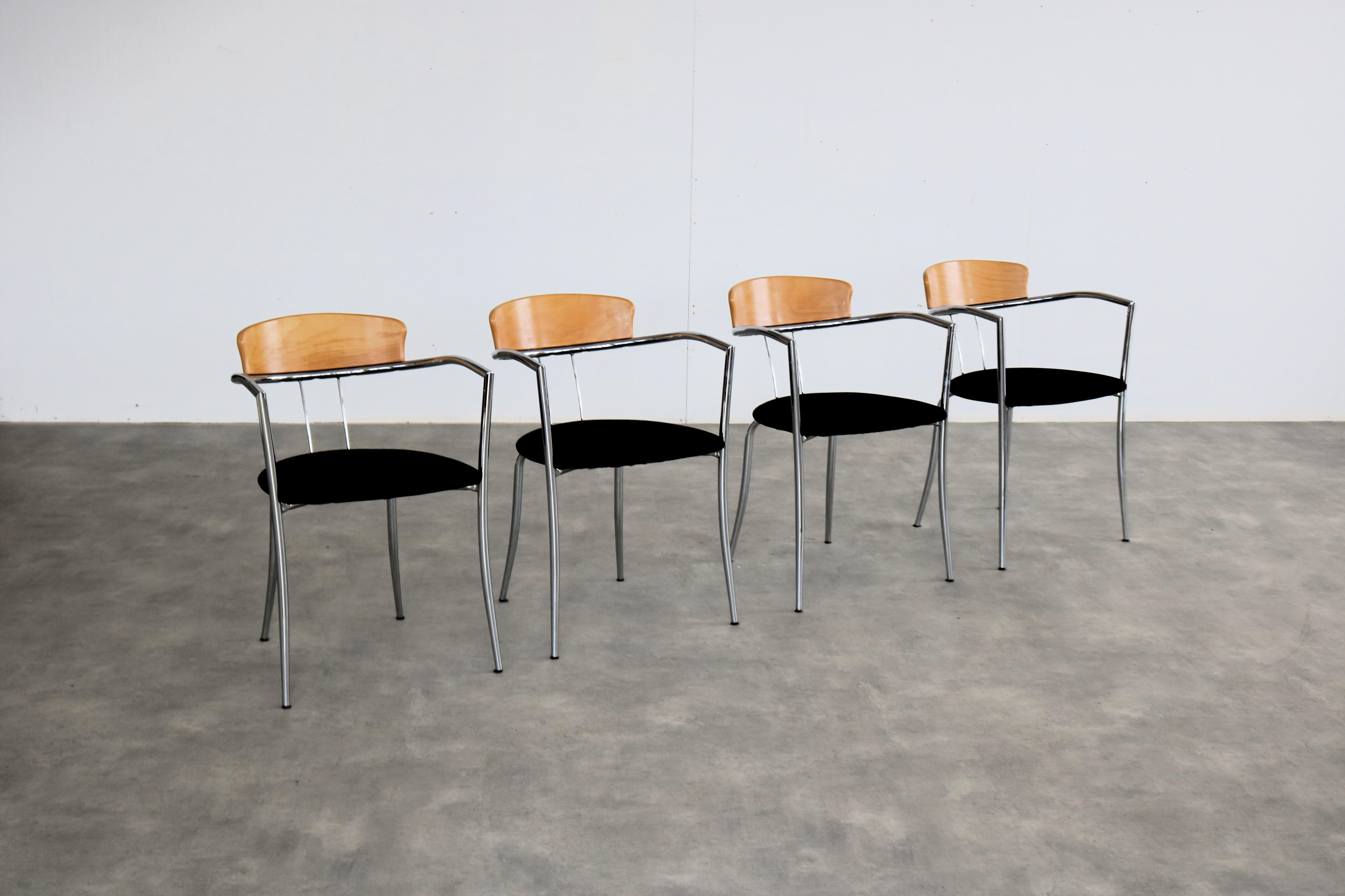 Italian vintage chairs  dining chairs  Effezeta  80s For Sale